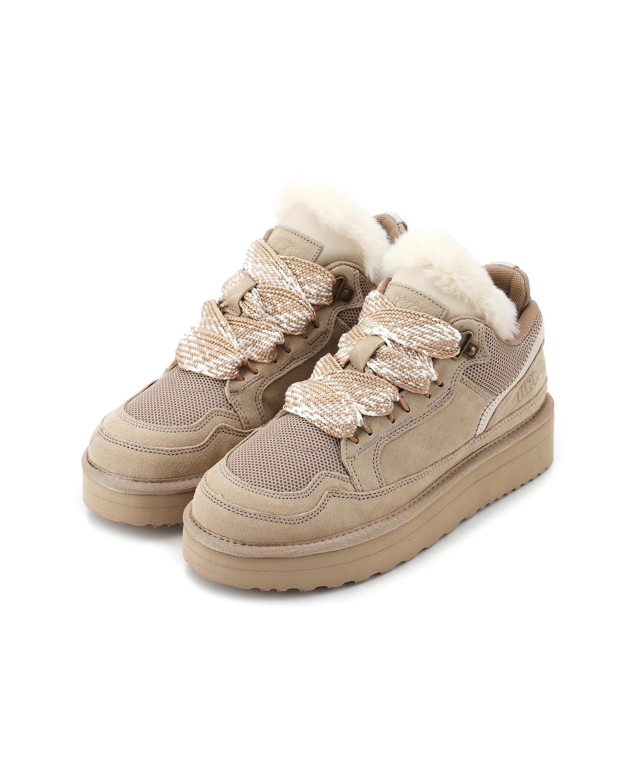 3 AUS WOOLI Urban Chic Sheepskin Wool Lace-Up UGG Sneakers SAND, 3 of 6