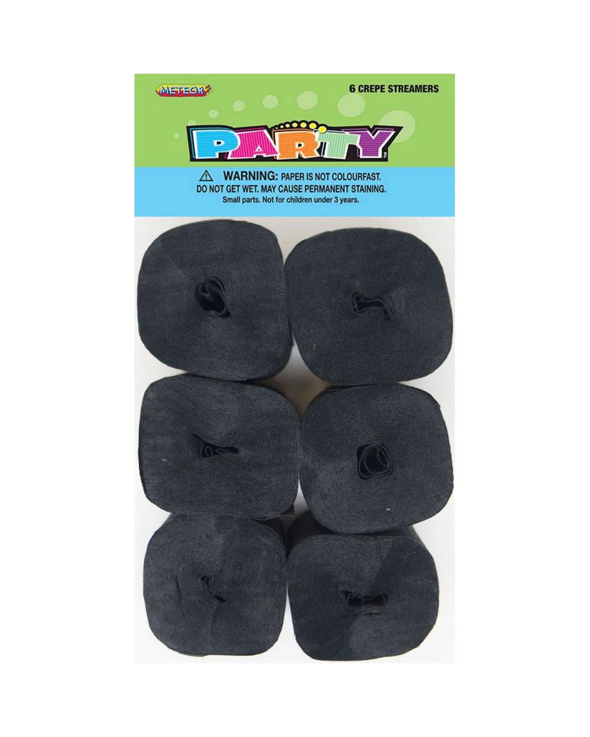 1 Unique Black Crepe Streamers Pack of 6 - Black, 1 of 1