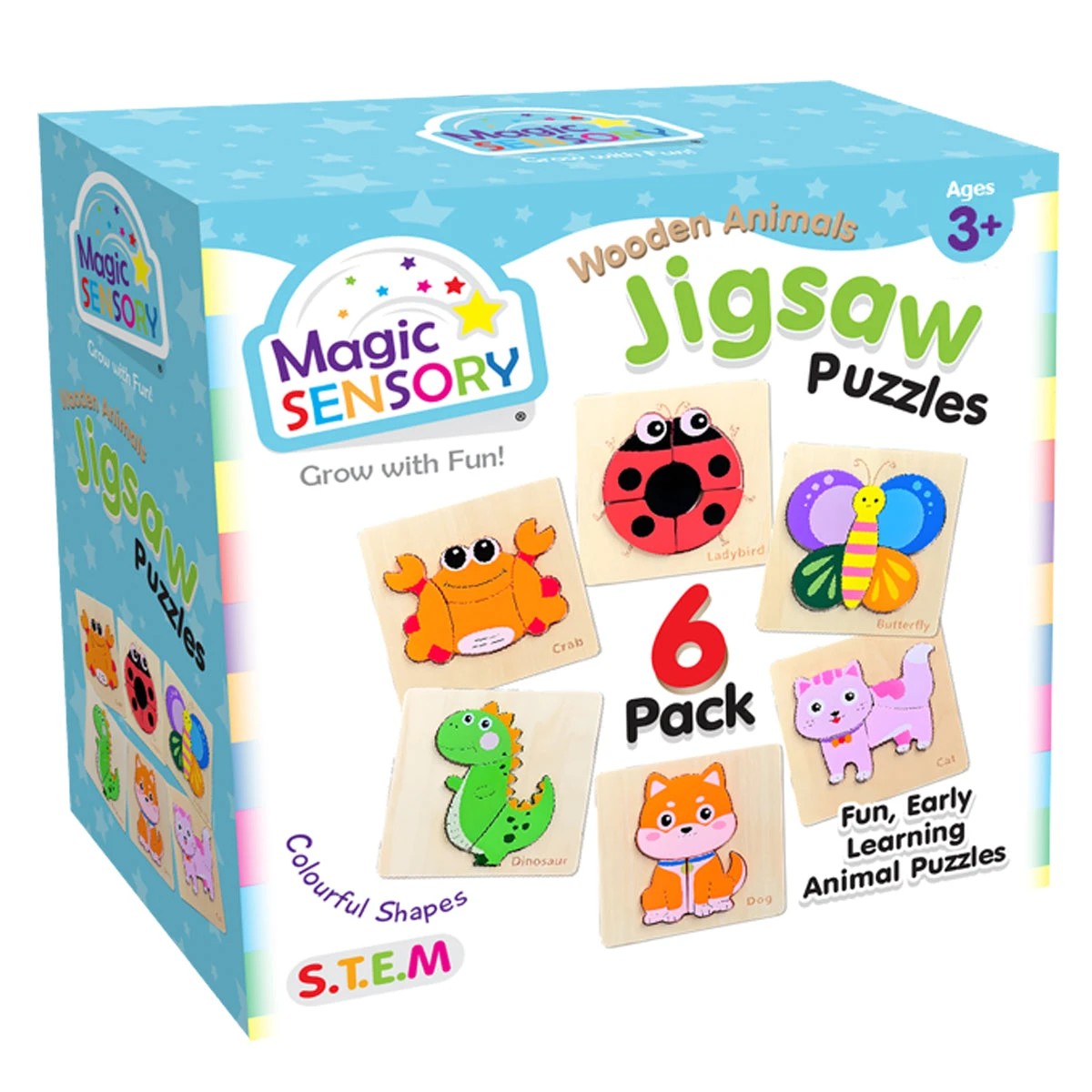 4 Magic Sensory Wooden Animals Jigsaw Puzzles 6 Pack, 4 of 4