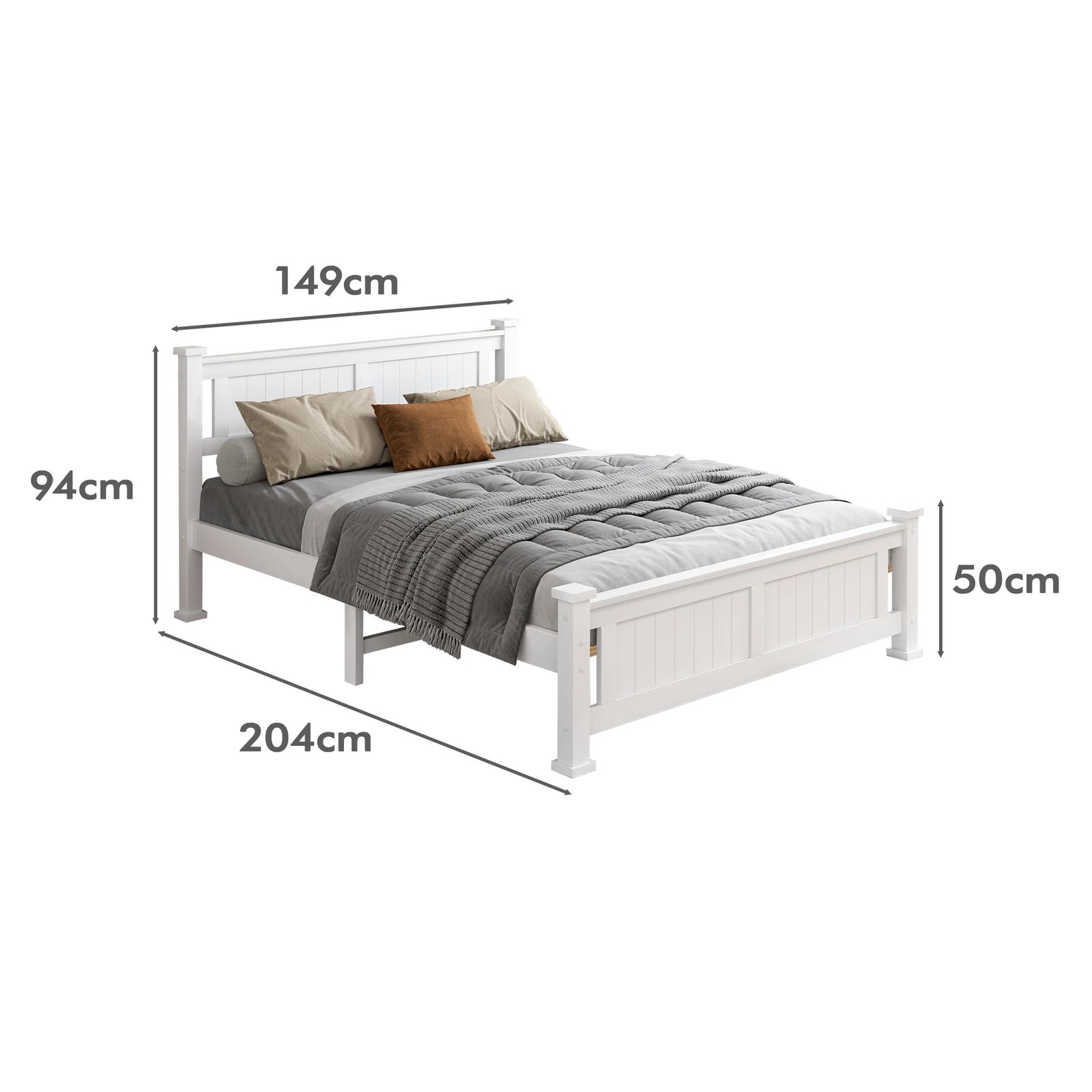 10 Alfordson Bed Frame Wooden Timber Double Size Mattress Base Platform Arne - White, 10 of 10
