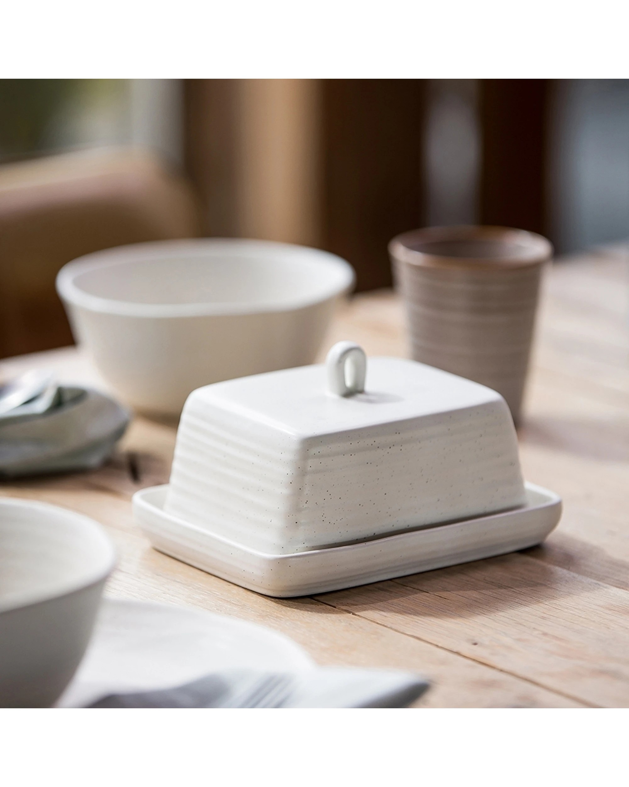 4 Ecology Ottawa Stoneware Butter Dish Tray Calico 17.5cm - Natural, 4 of 5