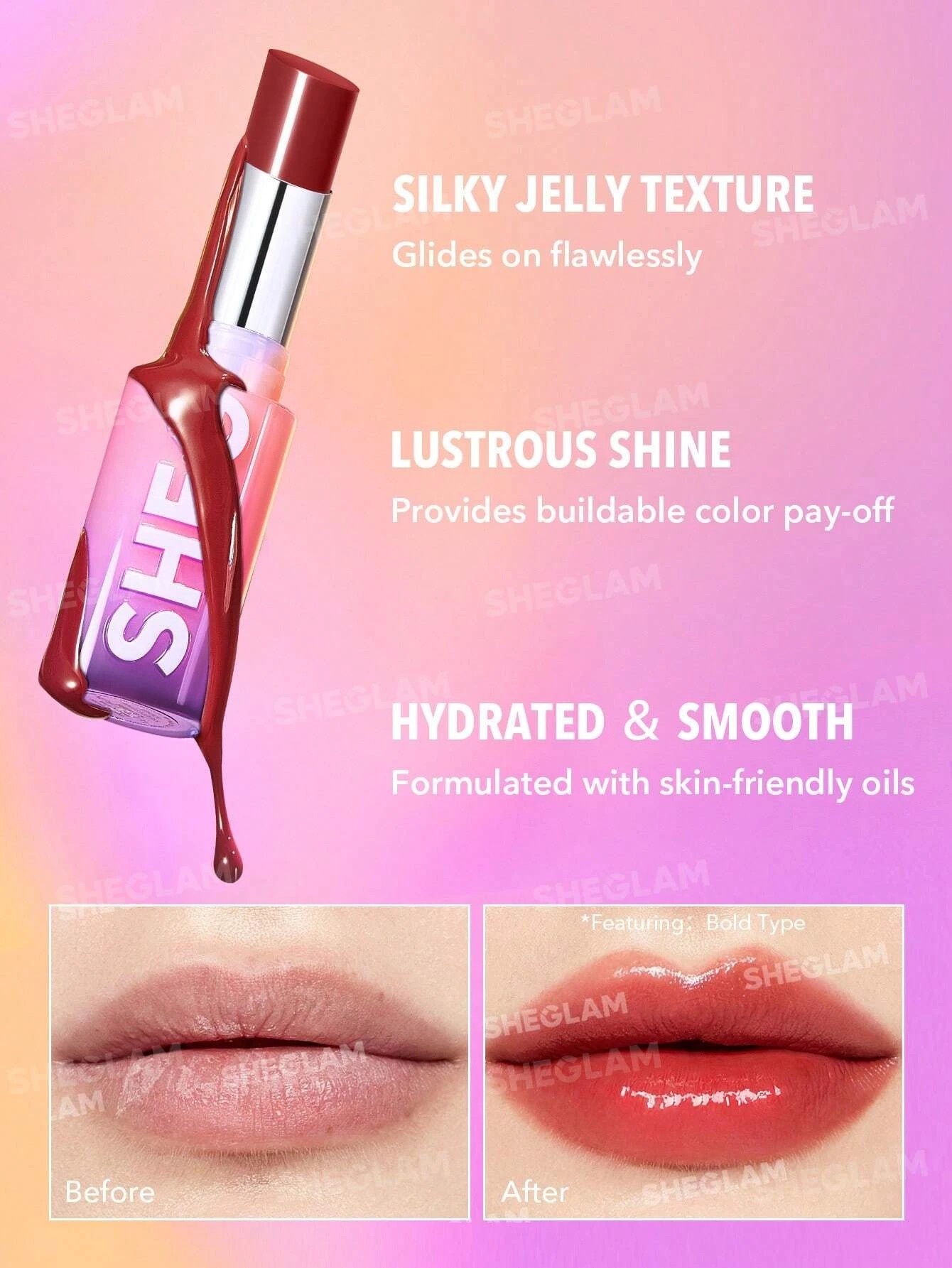 3 SHEGLAM Mirror Kiss High-Shine Lipstick - Plot Twist, 3 of 6