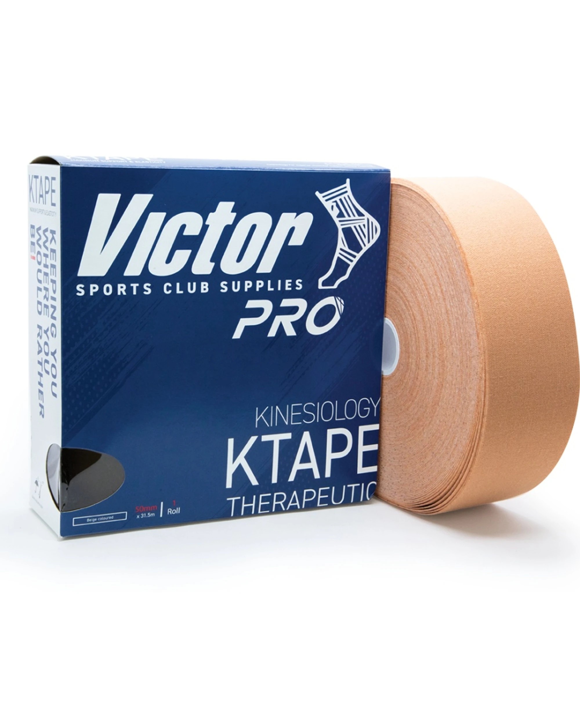 1 Victor Sports Pro Kinesiology Hypoallergenic Adhesive K-Tape 50mmx31.5m - Beige, 1 of 1
