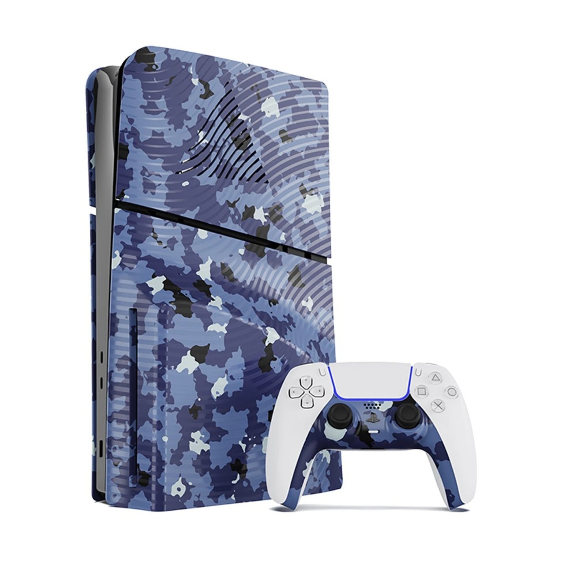 1 Maxx Tech PS5 Slim Console and Controller Faceplates & Thumb Grips - Blue Wave Camo - Blue, 1 of 3
