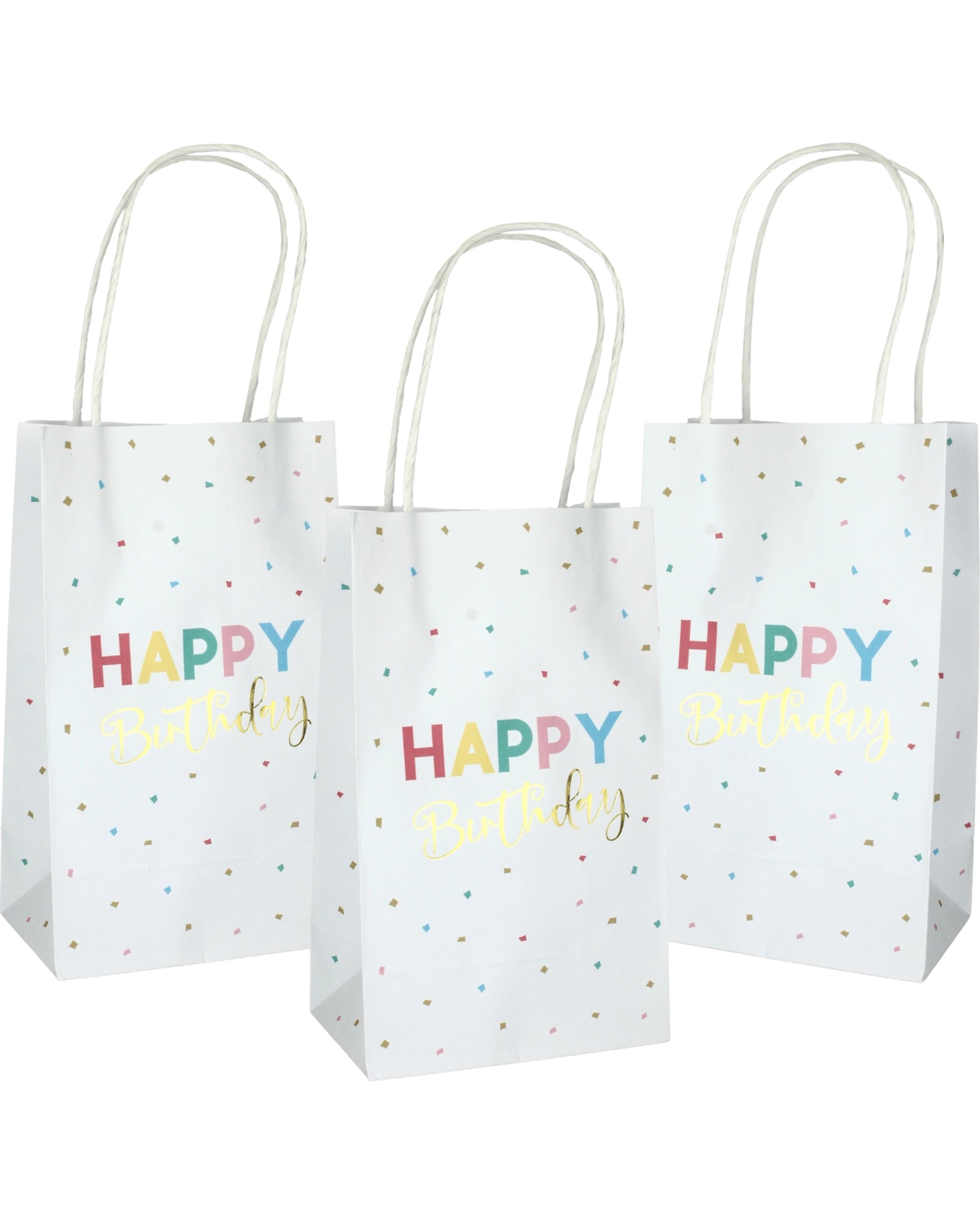 1 Alpen Happy Birthday Confetti Paper Gift Bags 21.5cm Pack of 5 - Multi, 1 of 3