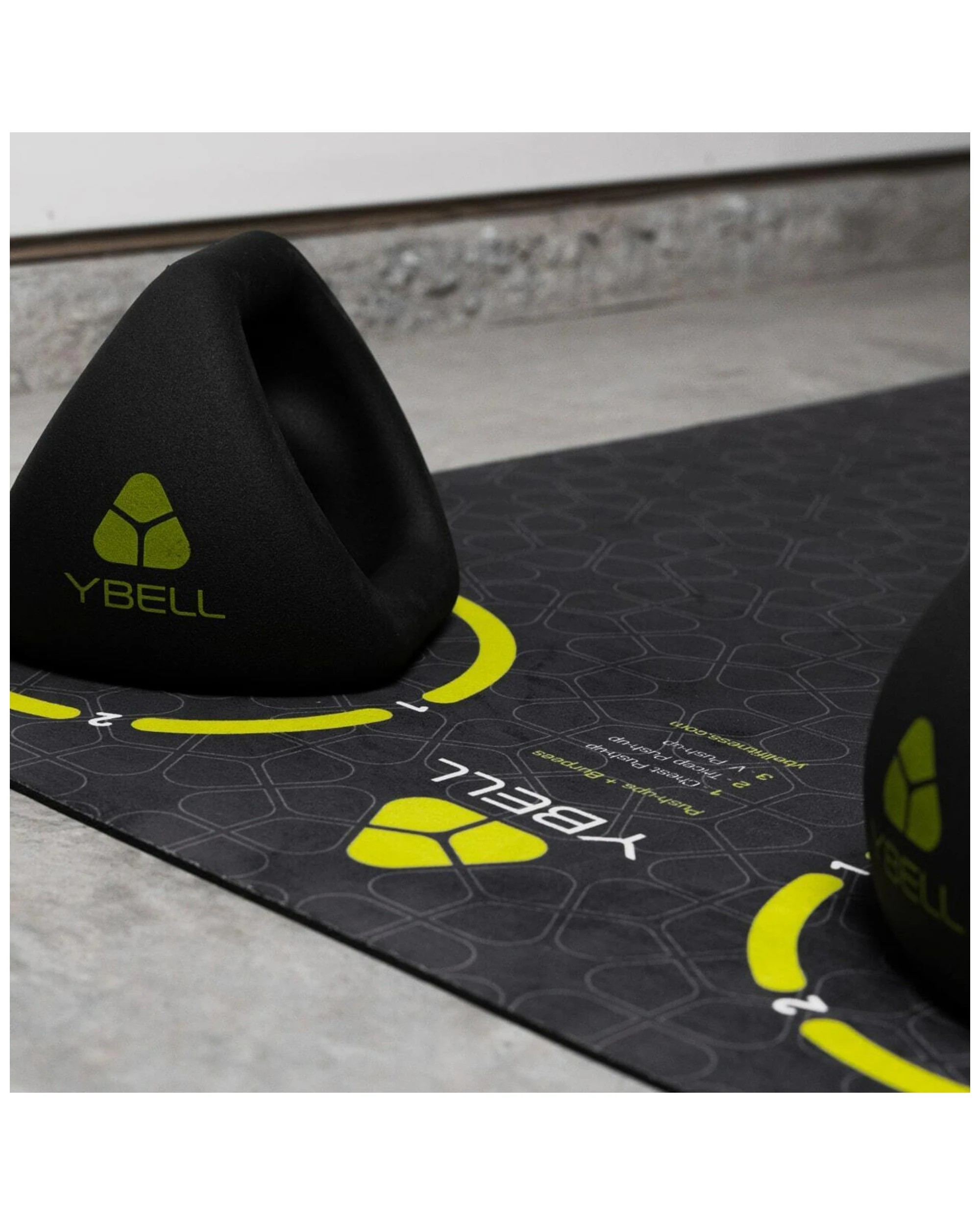 2 YBELL Exercise Mat 111cm Non-Slip Home Gym Yoga HIIT Polyester Suede Top - Black, 2 of 5