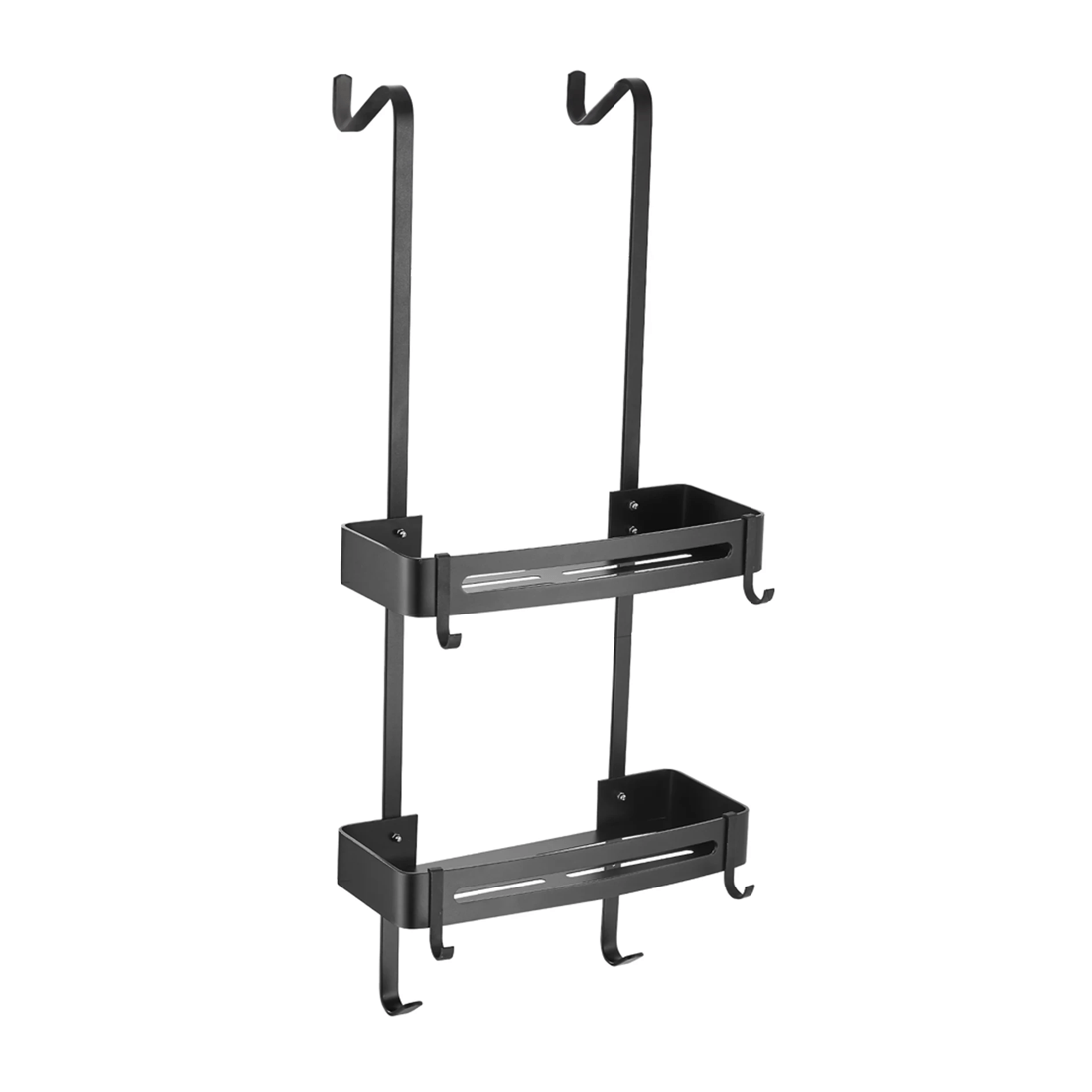 1 2 Tier Bathroom Shower Caddy Aluminium Alloy Rust Free Waterproof Bath Storage Rack Organizer - Carbon Grey - Grey, 1 of 5