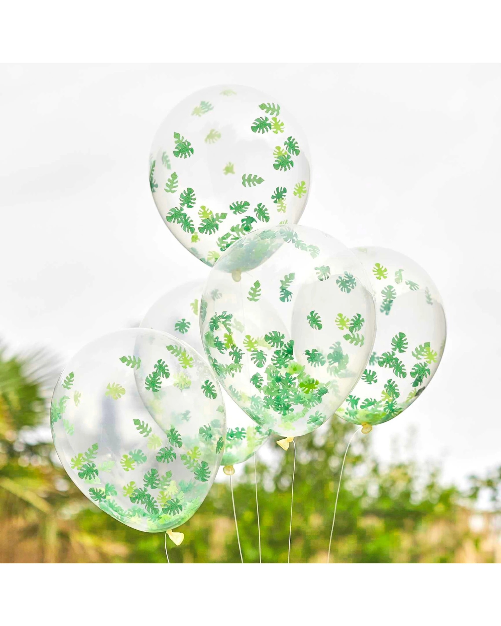 2 Ginger Ray Wild Jungle Leaf Confetti Balloons Pack of 5 - Green, 2 of 2