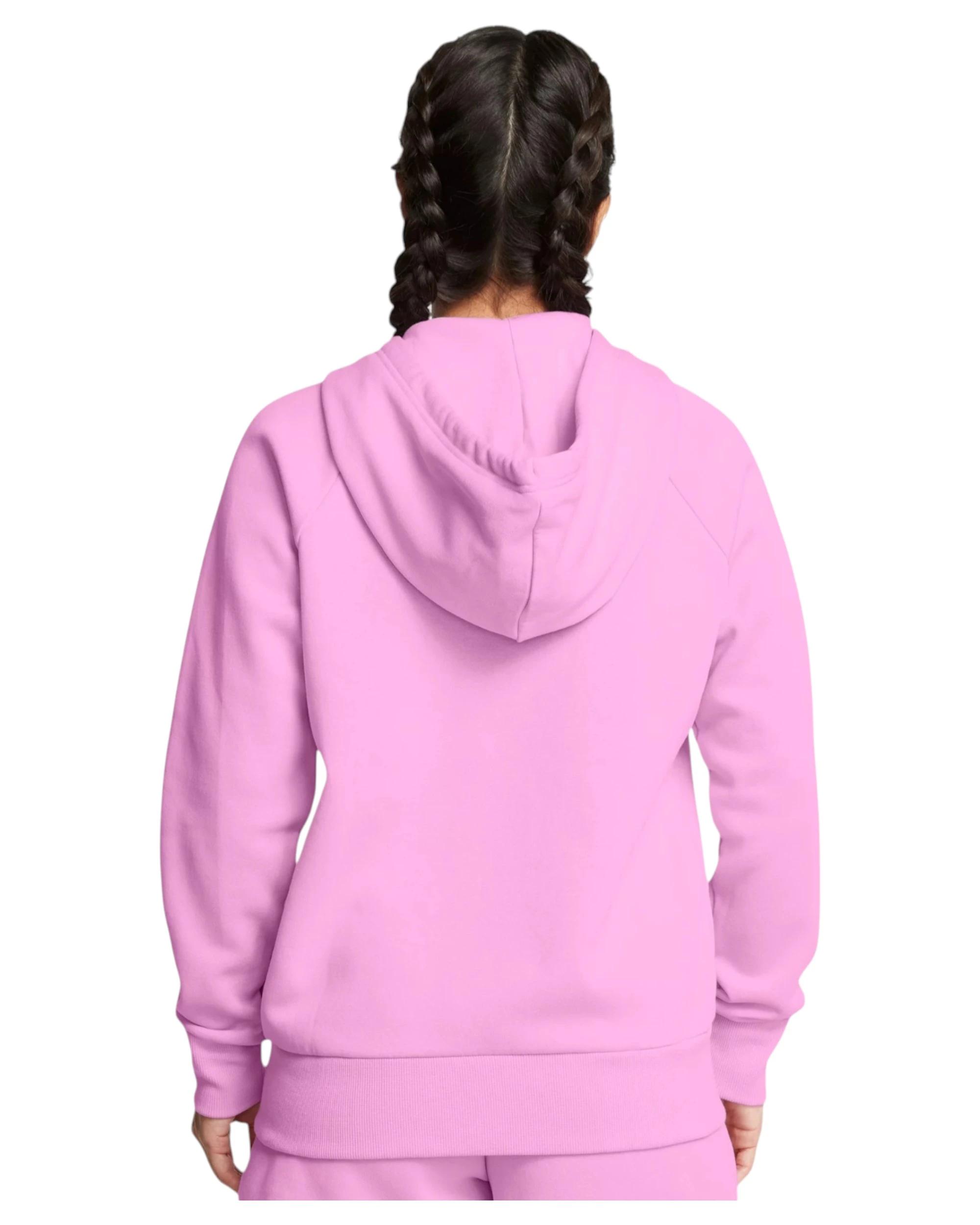 2 Under Armour Womens Rival Fleece Full Zip Pink Hooded Jacket PINK, 2 of 5