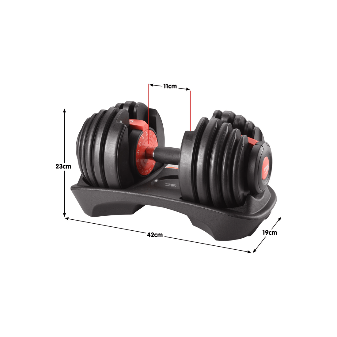 4 Powertrain 48kg Adjustable Dumbbells Set Home Gym Exercise Free Weights Stand - Red, 4 of 8