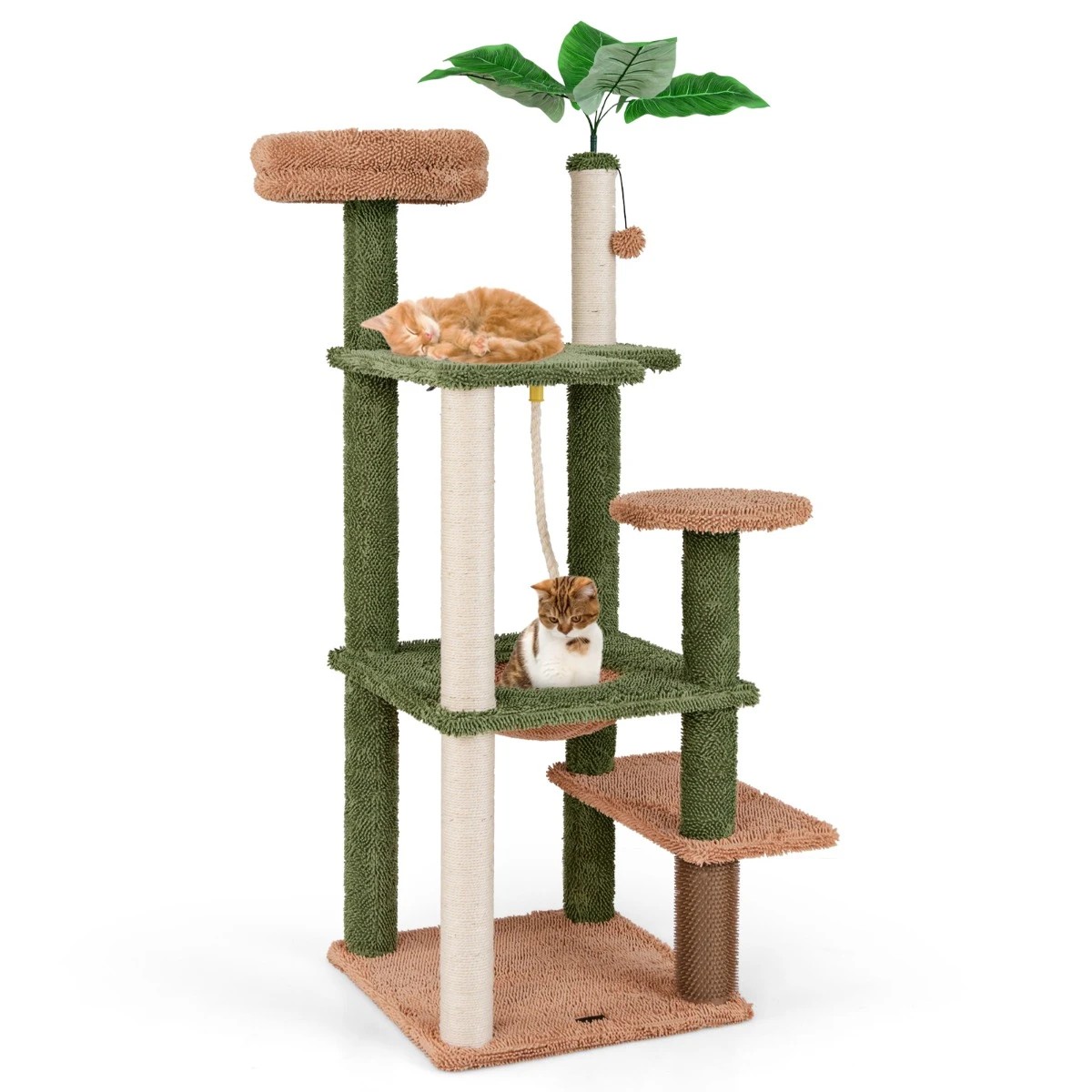 4 Costway 1.5M Indoor Cat Tree Cat Tower w/Faux Plant Decor Kitty Activity Center, 4 of 4