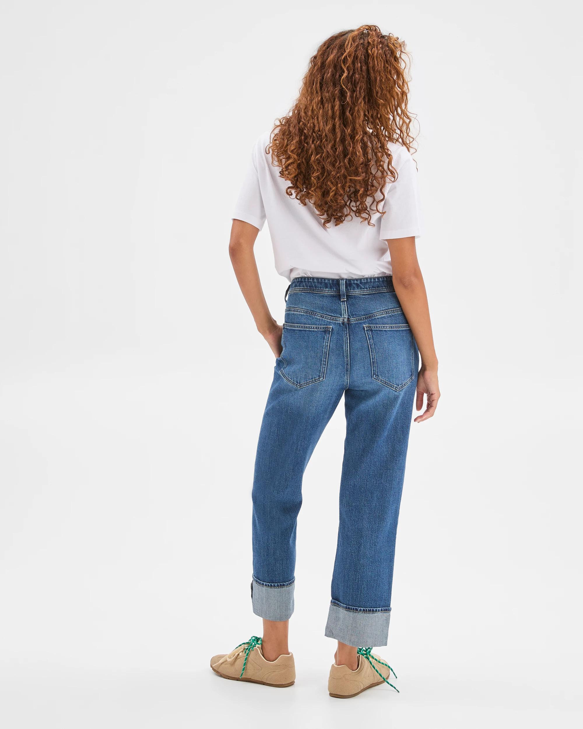 4 Target Denim Straight Leg 90's Turn Up Denim Jeans DARK WORN, 4 of 7