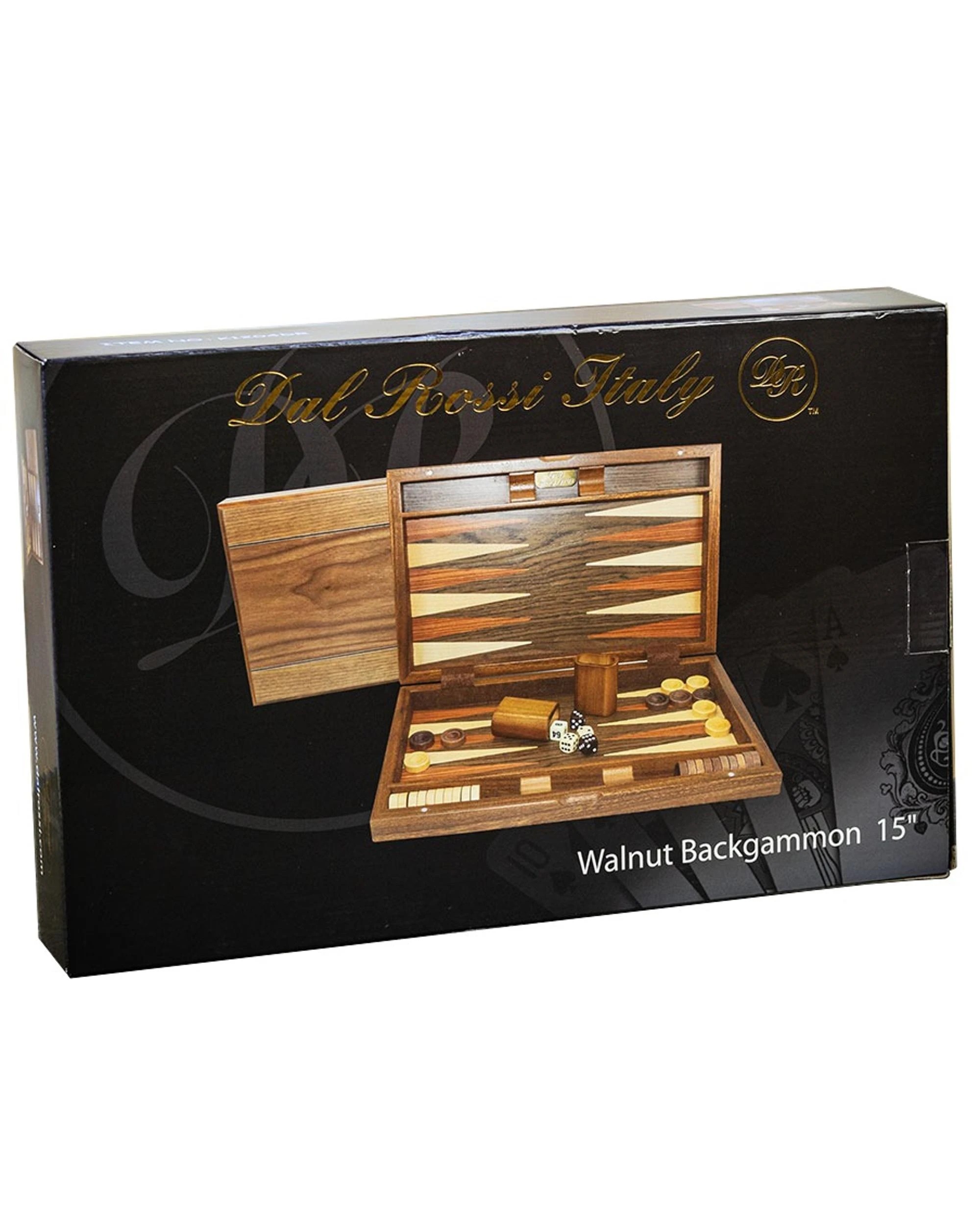 1 Dal Rossi 15 inch Walnut Burl Backgammon Set, 1 of 2