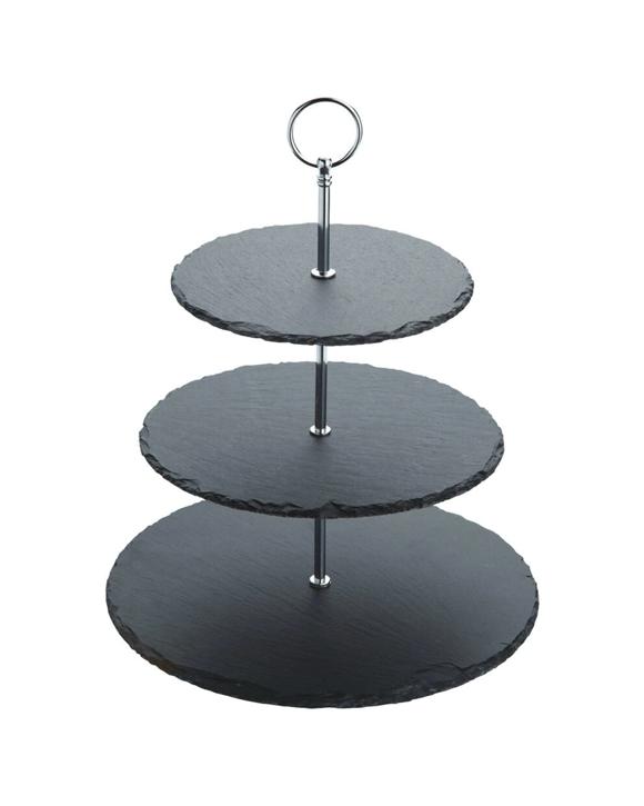 Artesa Appetiser Rustic Slate 3 Tier Serving Stand Appetisers 34.5x28.5cm - Multi