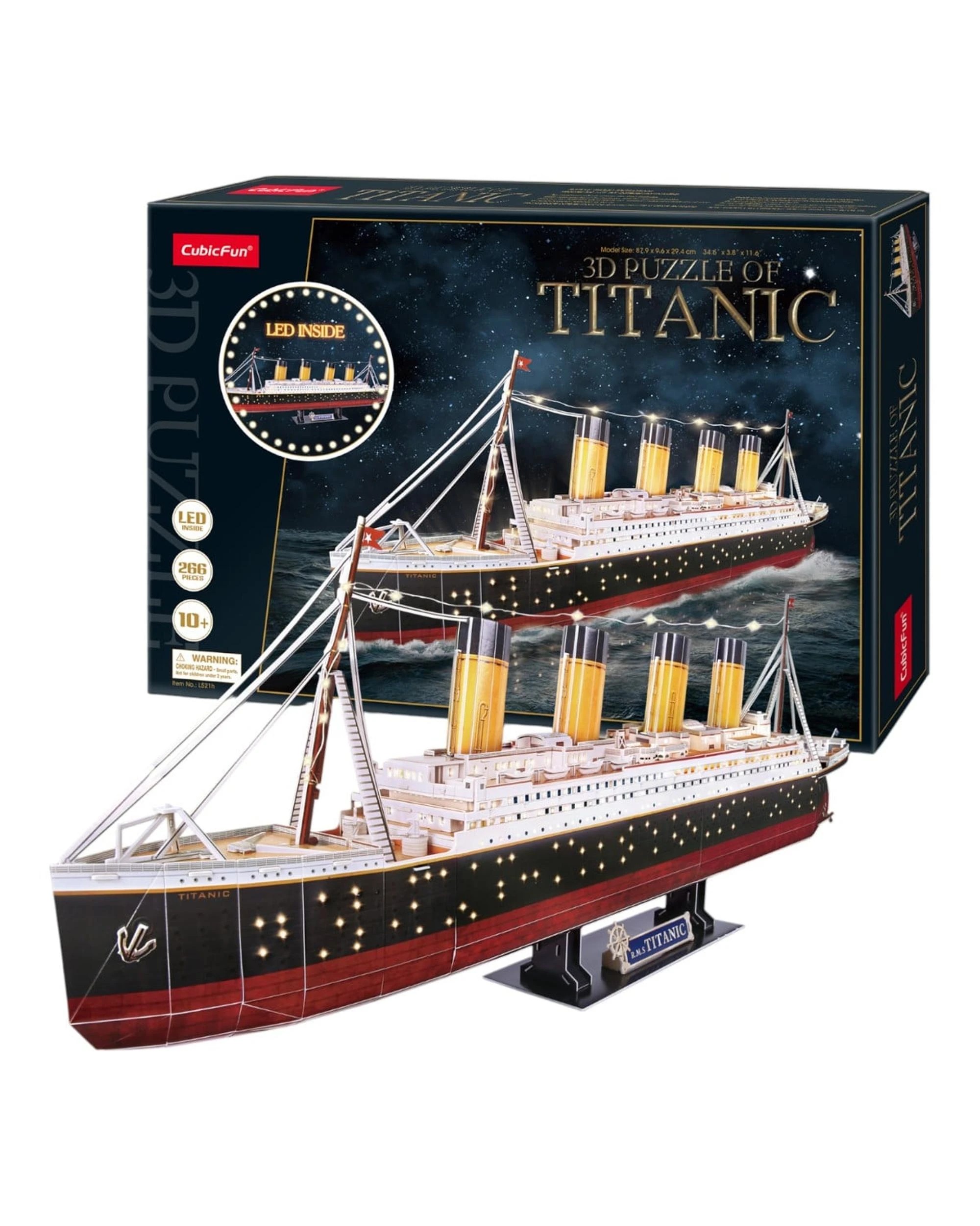 1 CubicFun Titanic 266 Piece 3D Model Kit with LED Lighting, 1 of 4