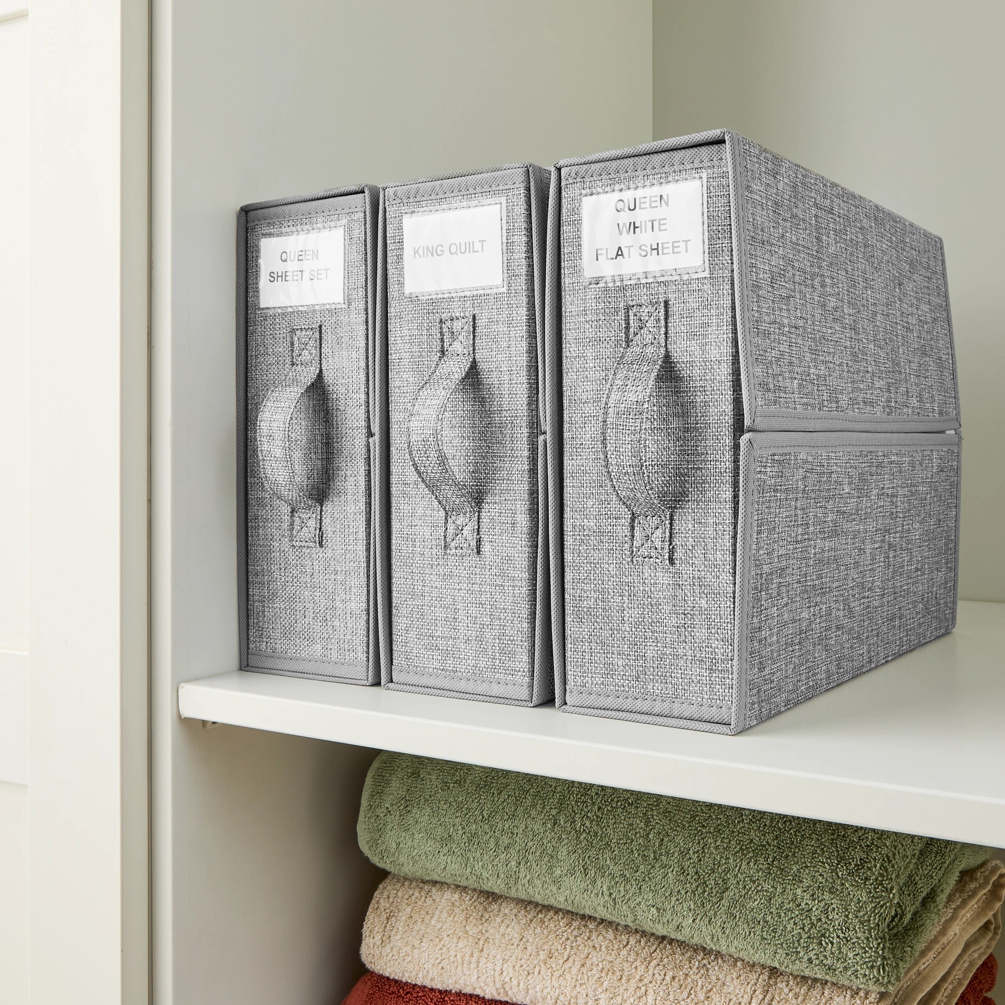 1 Linen Look Bed Linen Box - Charcoal, 1 of 10
