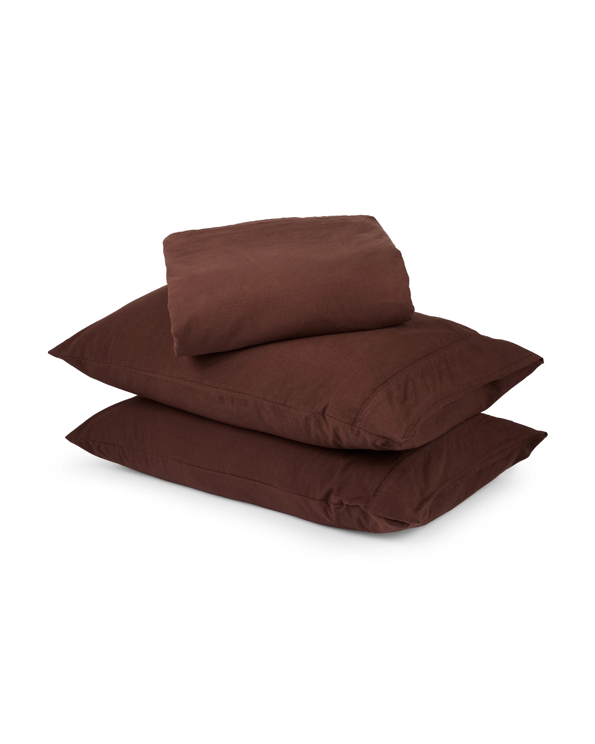 1 Stonewashed Cotton Sheet Set - Queen Bed, Chocolate, 1 of 4