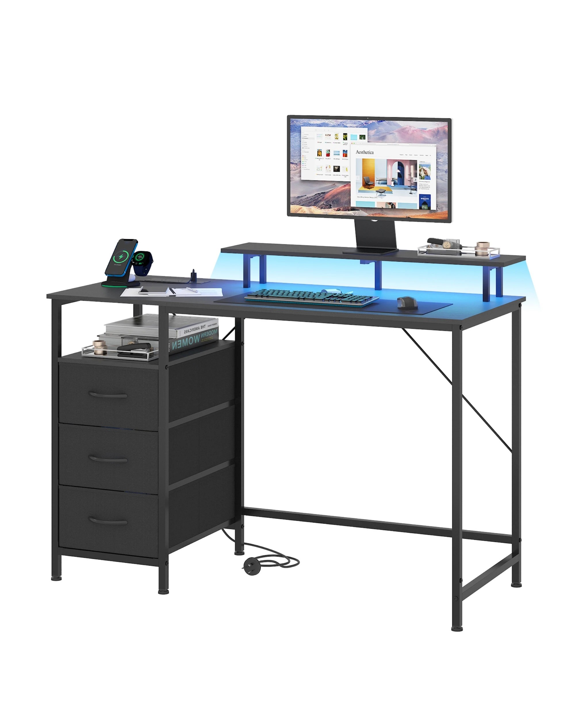 9 Advwin 120cm Computer Desk Reversible Gaming Desk Computer Table Gaming Table Study Desk for Home Office Workstation, 9 of 9