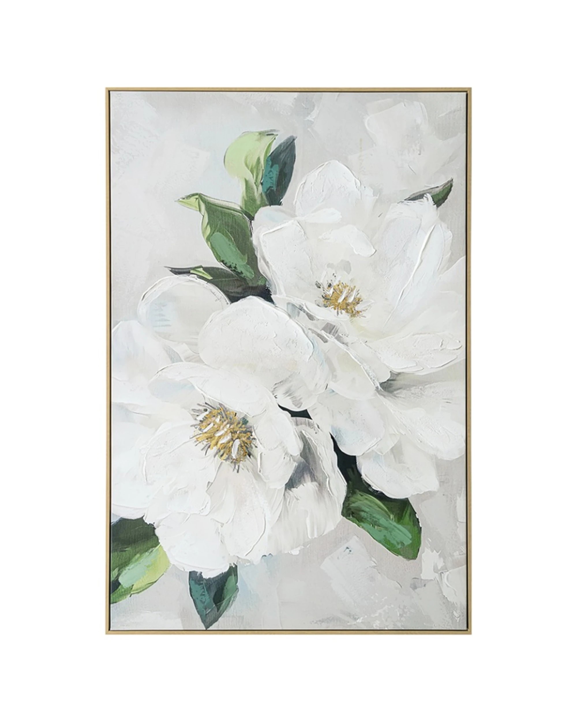 1 Urban Style Brushmarks Embellished Canvas Painting Artwork Magnolia 1225mm - White, 1 of 7