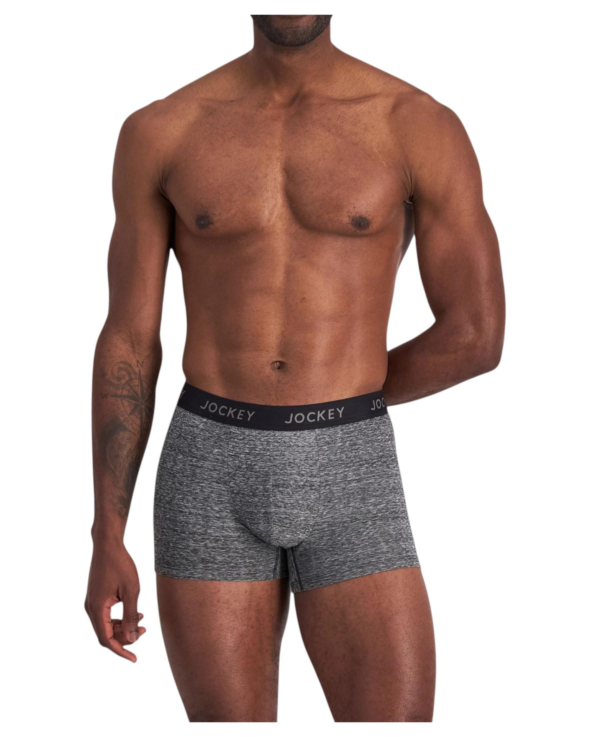 2 Jockey 6 Pack Mens Comfort Classics Microfibre Trunks Marle Underwear BLACK MARLE, 2 of 6