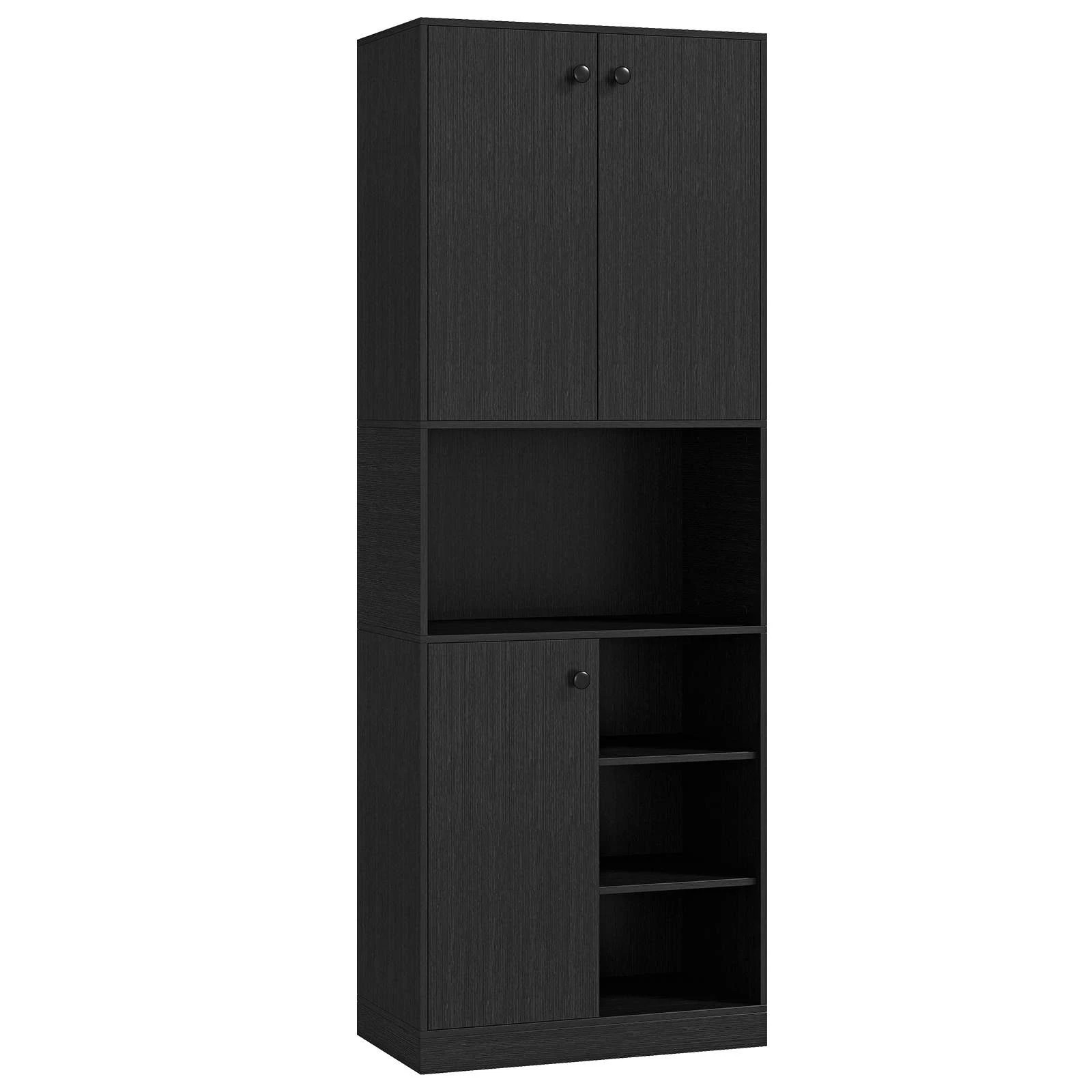 Costway Kitchen Pantry Cupboard 166cm Modern Hutch Cabinet - Black - Kmart