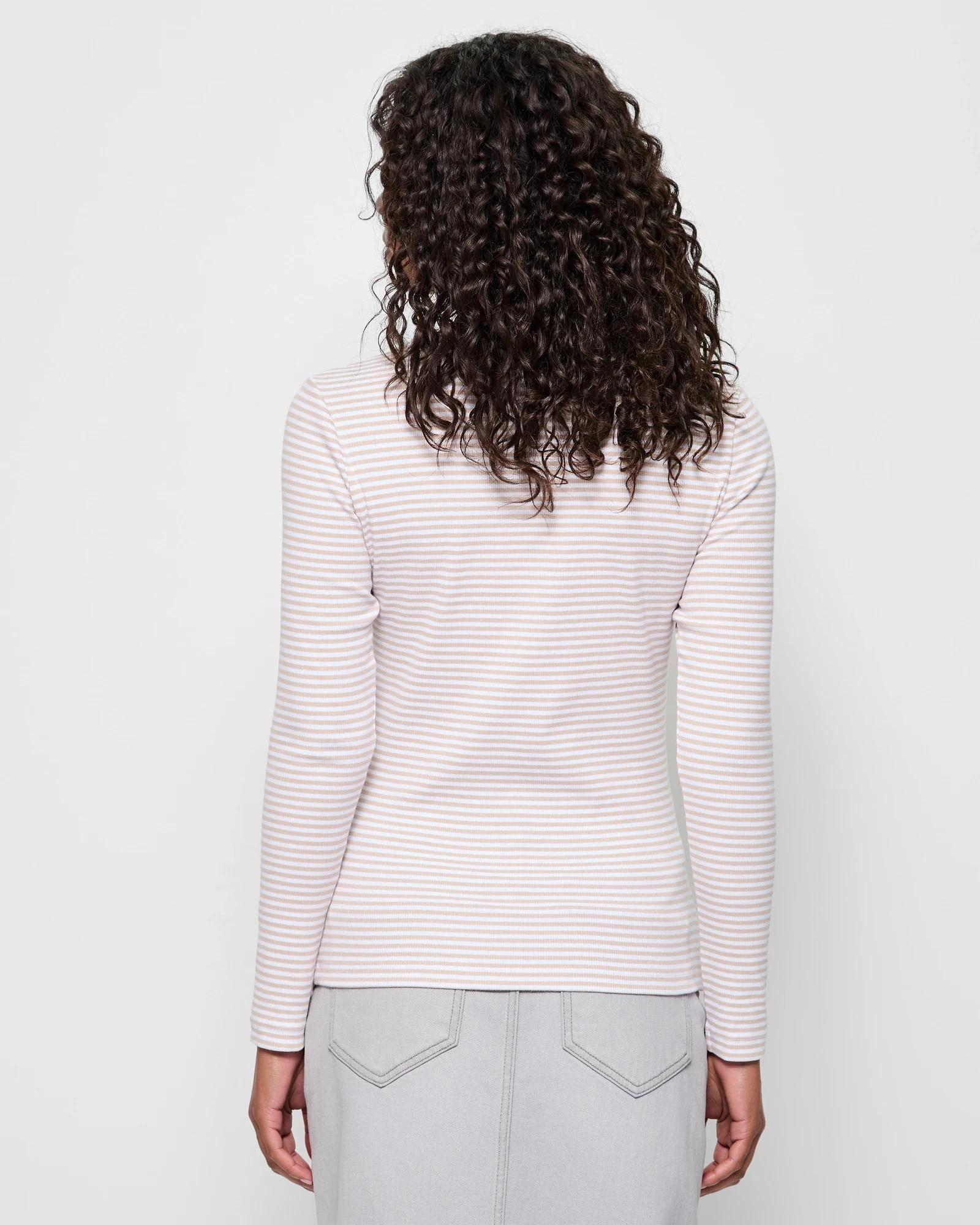 4 Target Australian Cotton Long Sleeve Scoop Neck Ribbed T-Shirt BRILLIANT WHITE/PEBBLE STRIPE, 4 of 5