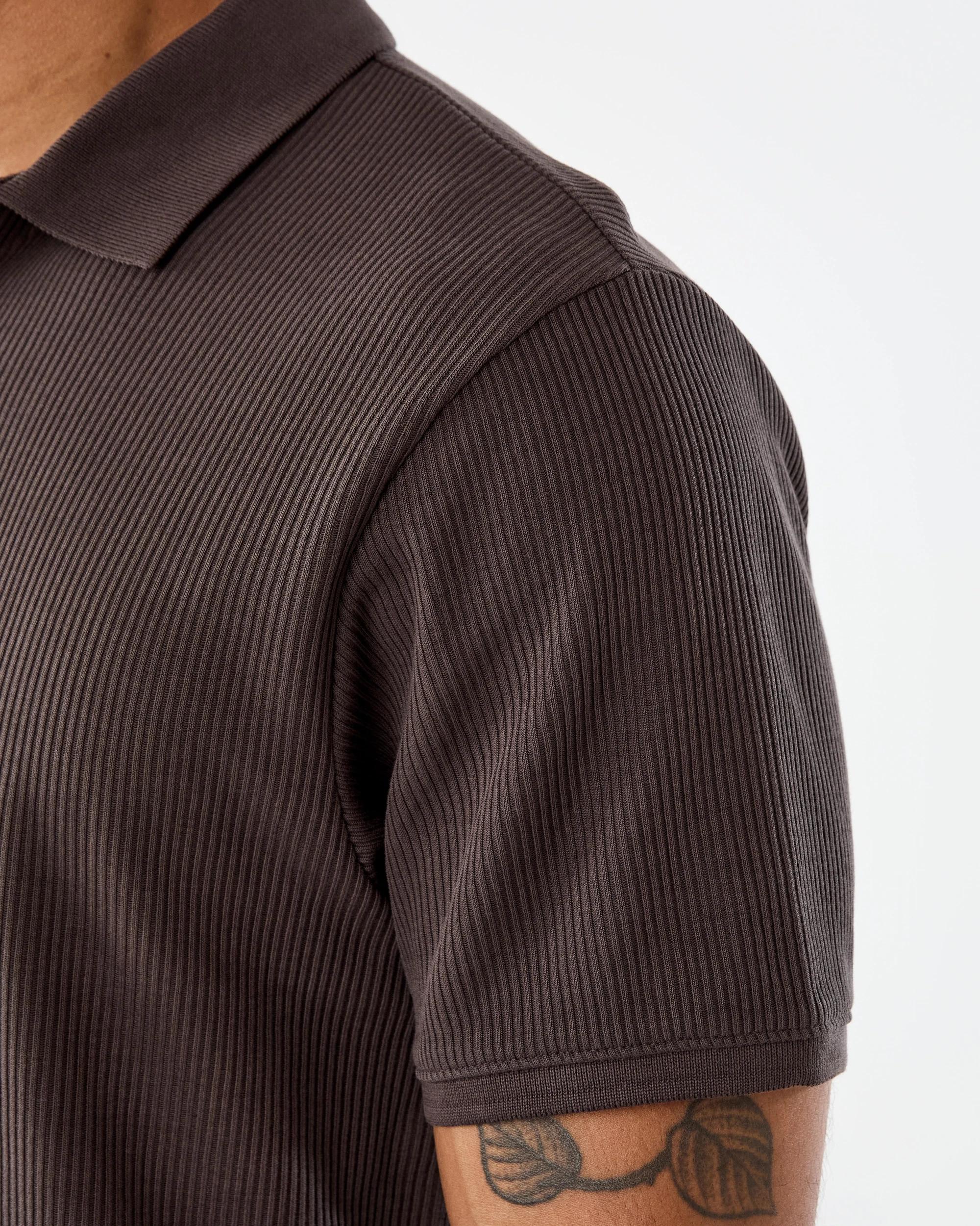 6 Ribbed Polo Shirt Brn Mulch, 6 of 7