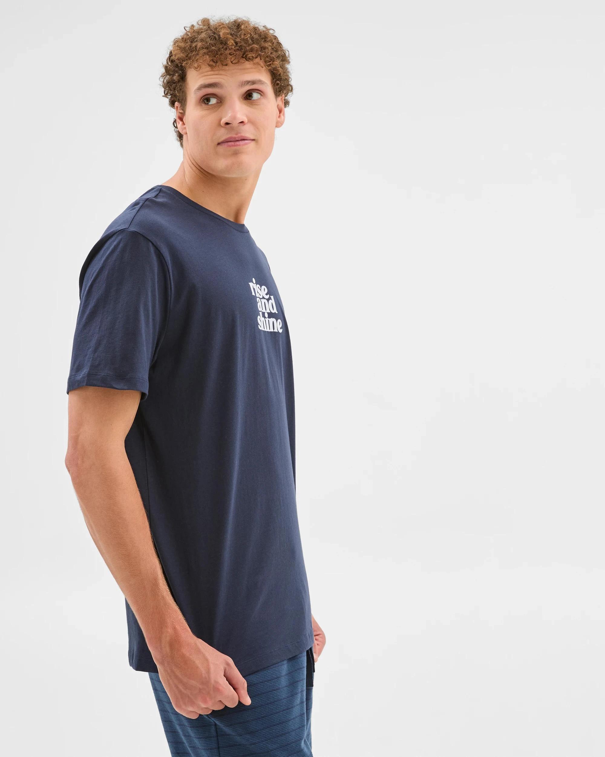 3 Australian Cotton Mens  Sleep T-Shirt - Maxx NAVY BLAZER, 3 of 6