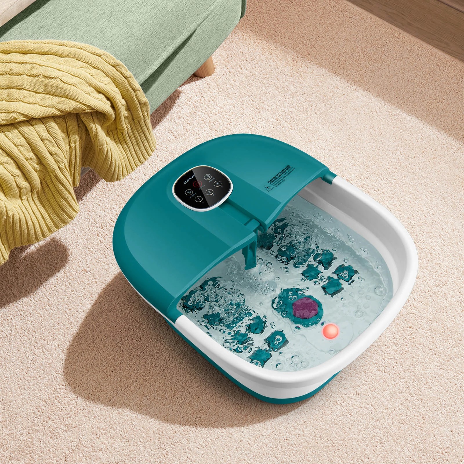 3 Costway Folding Foot Bath Massage w/Remote Control Foot Spa Basin - Blue, 3 of 5