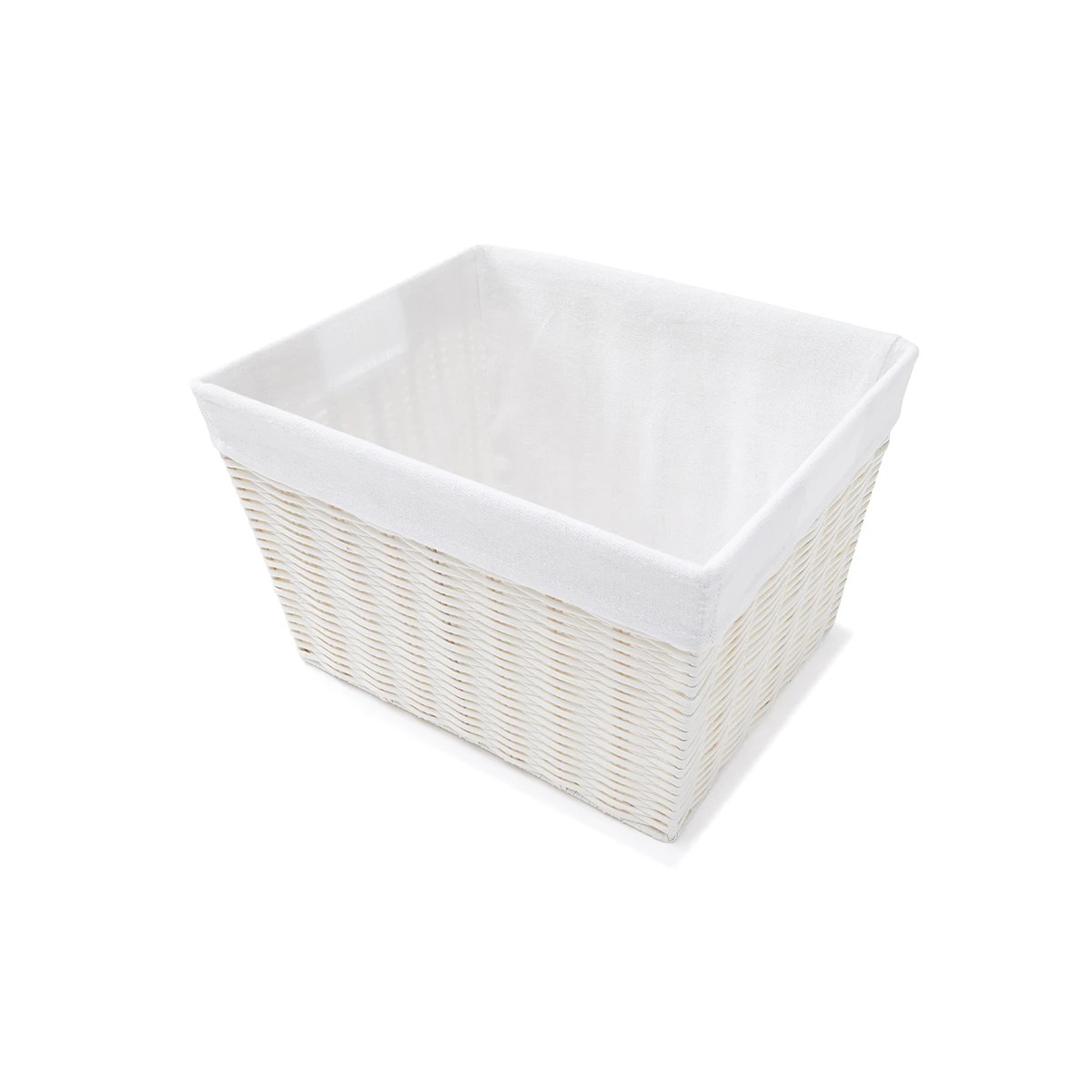 2 Rattan Look Basket with Liner - Medium, White, 2 of 9