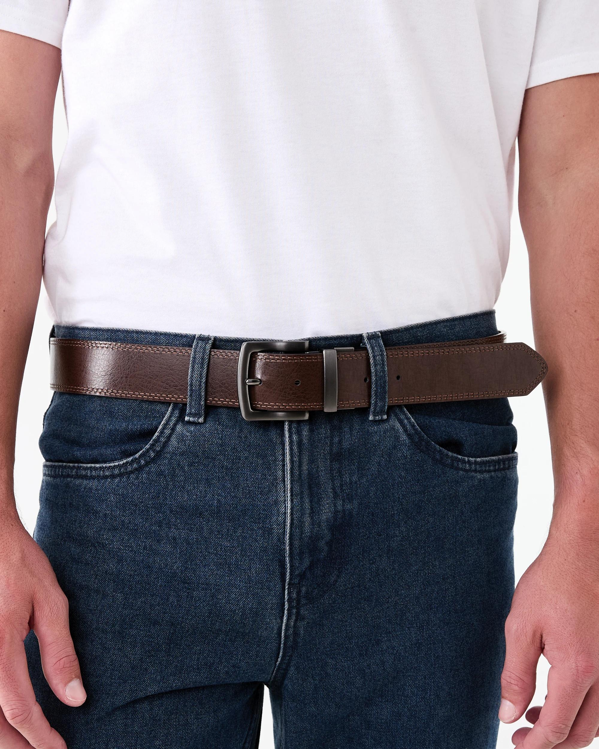 5 Reversible Leather Belt Black Tan, 5 of 7