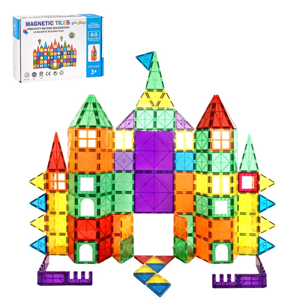 1 Playpals Kids Magnetic Tiles Blocks Building Educational Toys Child Gift 60PCS - Multi, 1 of 3