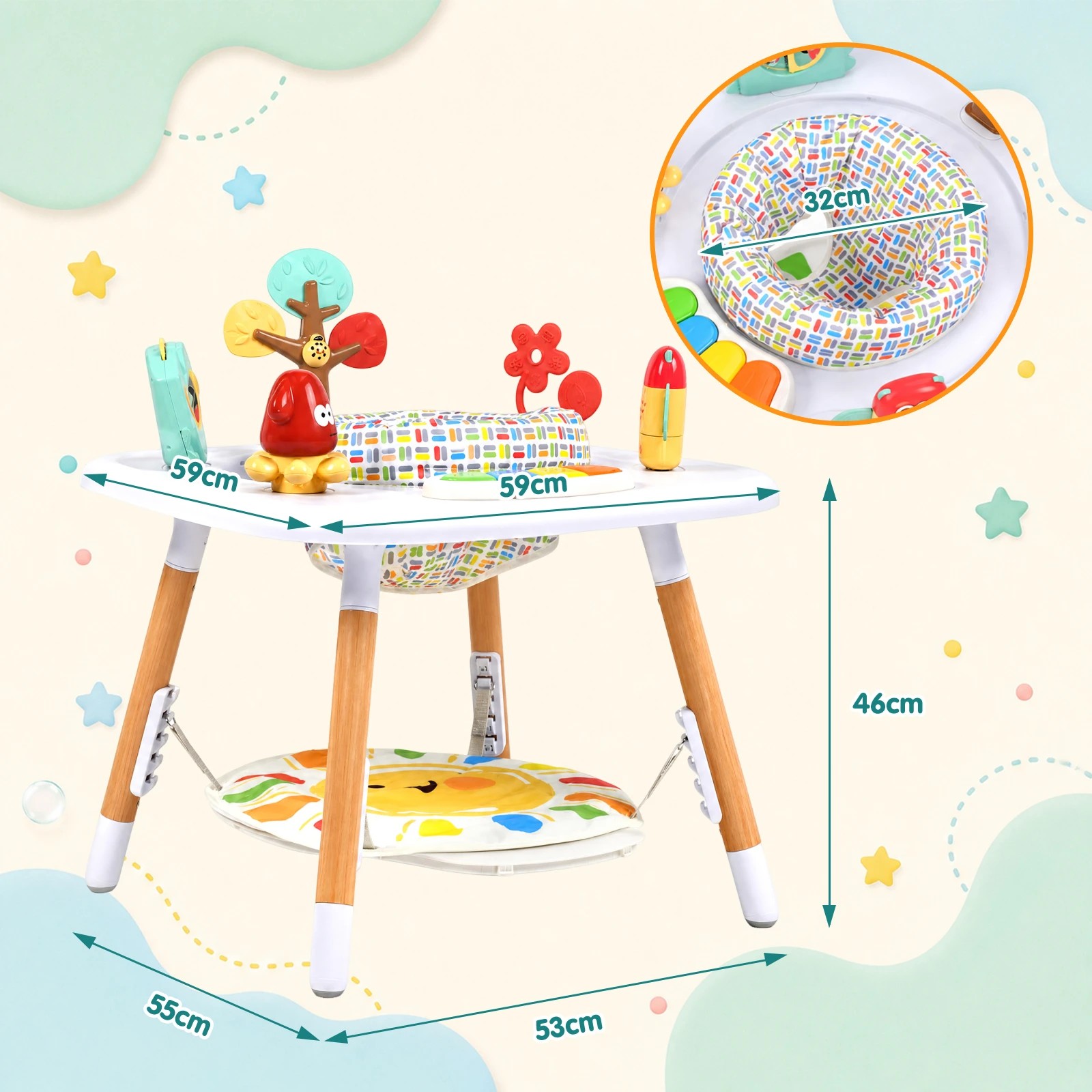 8 Advwin Baby Activity Center Baby Jumper Height Adjustable Sensory Toys  Learning Table - White, 8 of 8