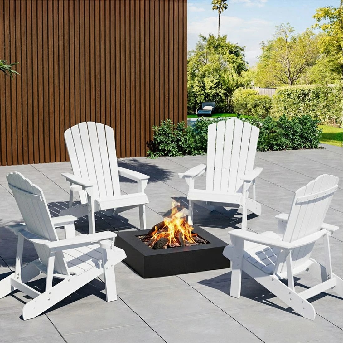 6 Gardeon Outdoor Chairs HDPE Adirondack Beach Chair Sun Lounge Patio Furniture - White, 6 of 6