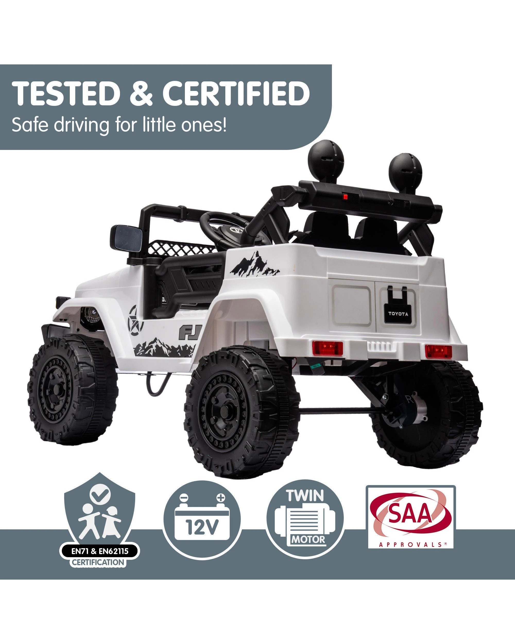 9 Kahuna Authorized Toyota Kids Ride-on FJ Cruiser J2099 - White, 9 of 10