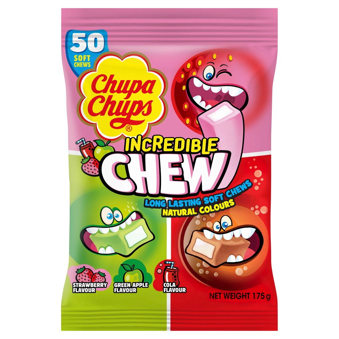 1 50 Pack Chupa Chups Incredible Chew Share Bag 175g, 1 of 3