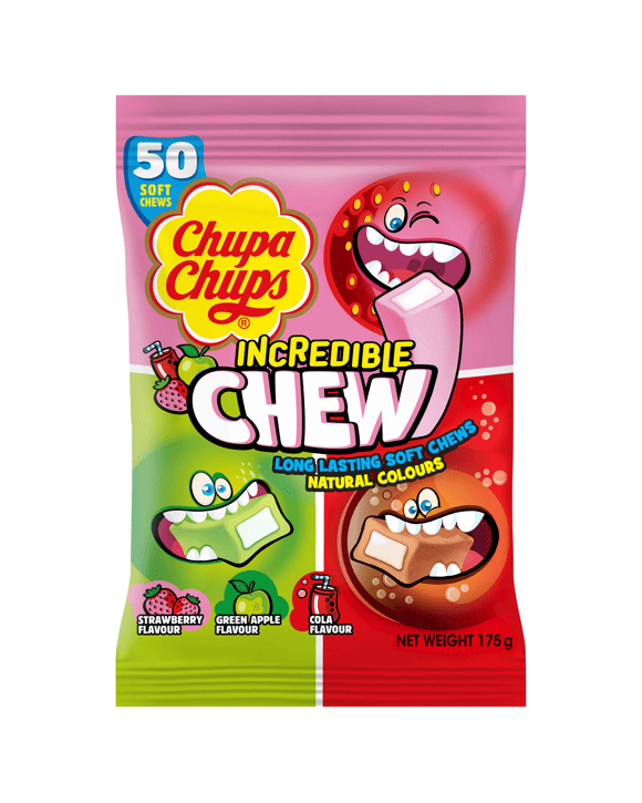 50 Pack Chupa Chups Incredible Chew Share Bag 175g