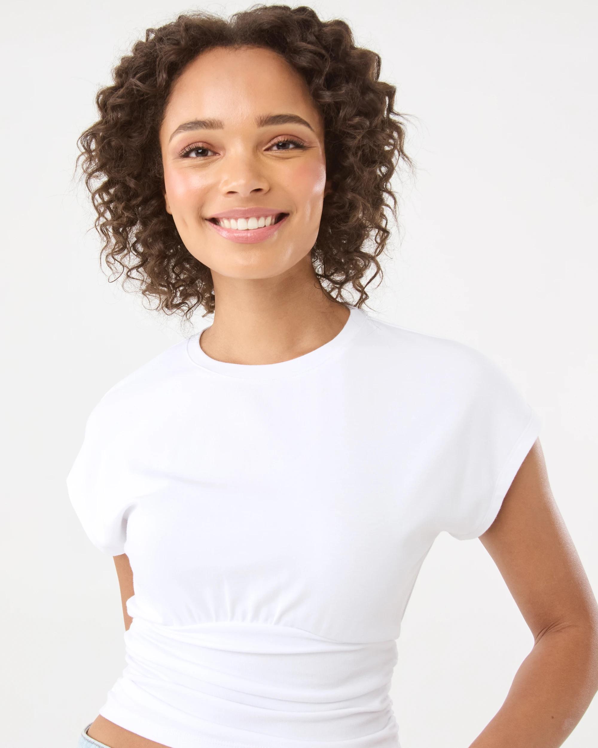 7 Short Sleeve Gathered Fitted T-shirt White, 7 of 10