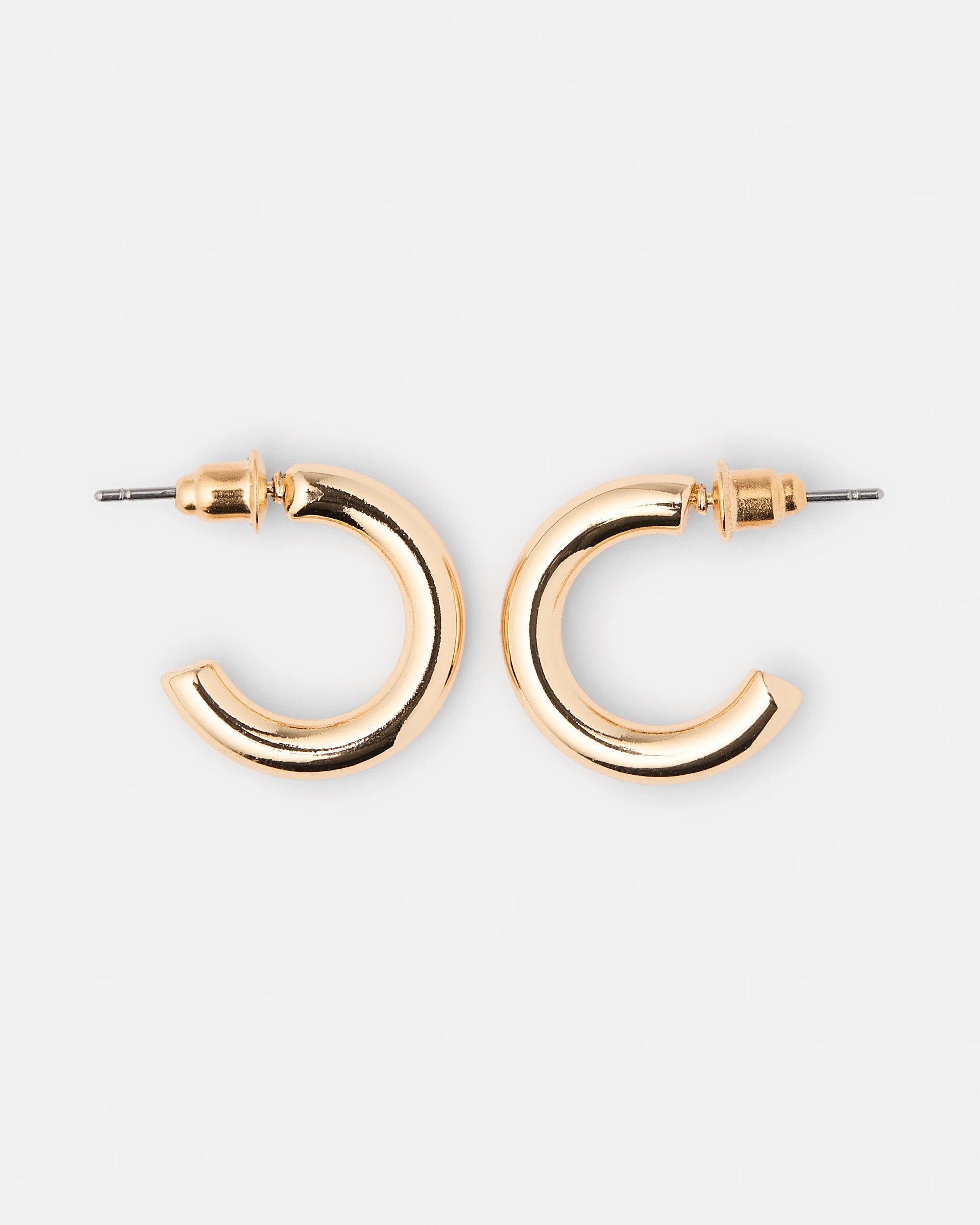 2 Plain Hoop Earrings - Gold Tone, 2 of 5