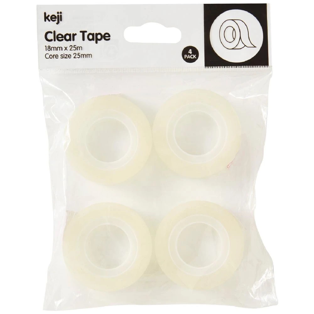 1 Keji Adhesive Tape 18mm x 25m Clear 4 Pack, 1 of 3