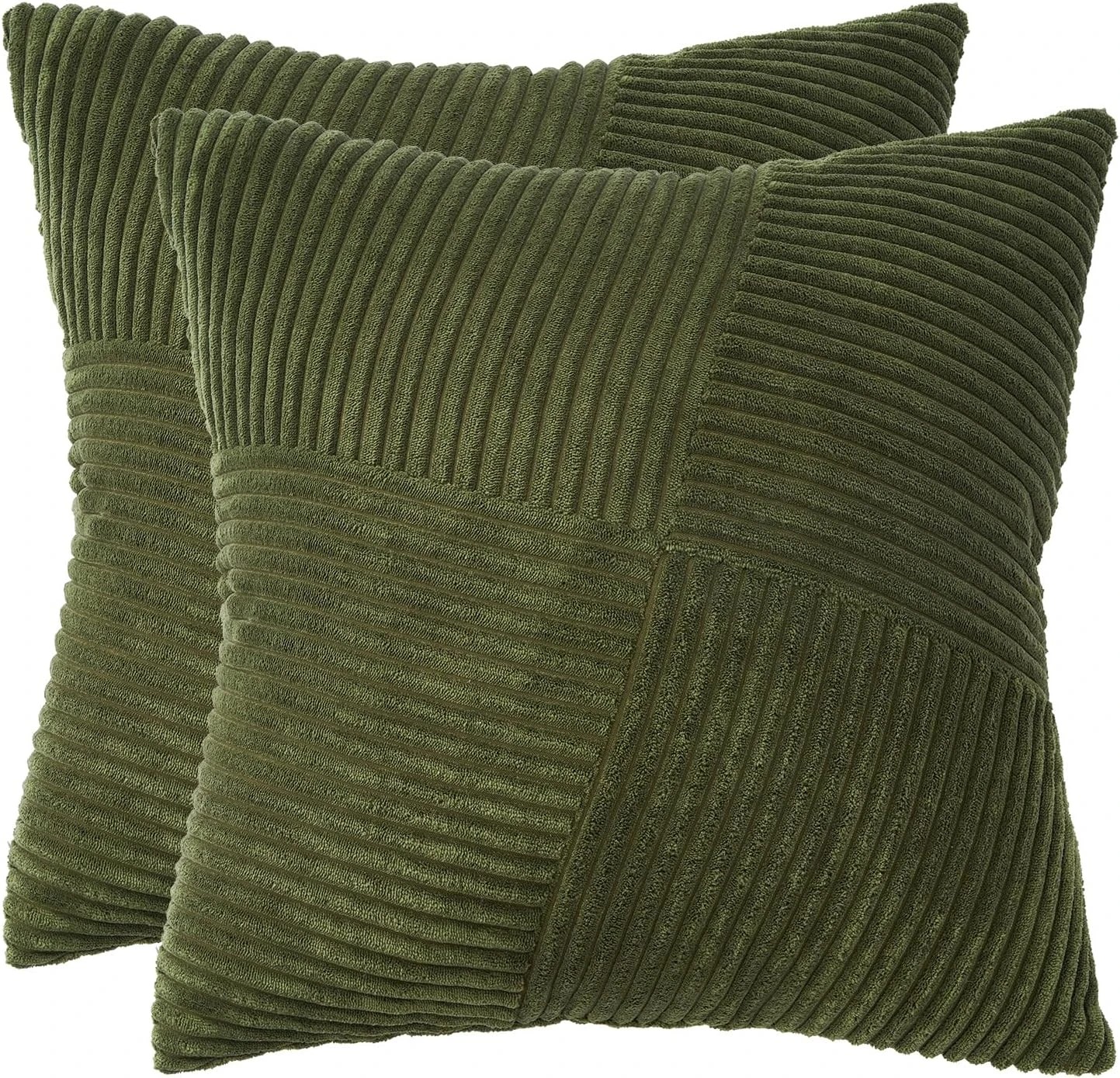2 Gioia Casa 2-Pack Corduroy Cushion Covers Windmill Pattern 45x45cm - Olive Green, 2 of 4