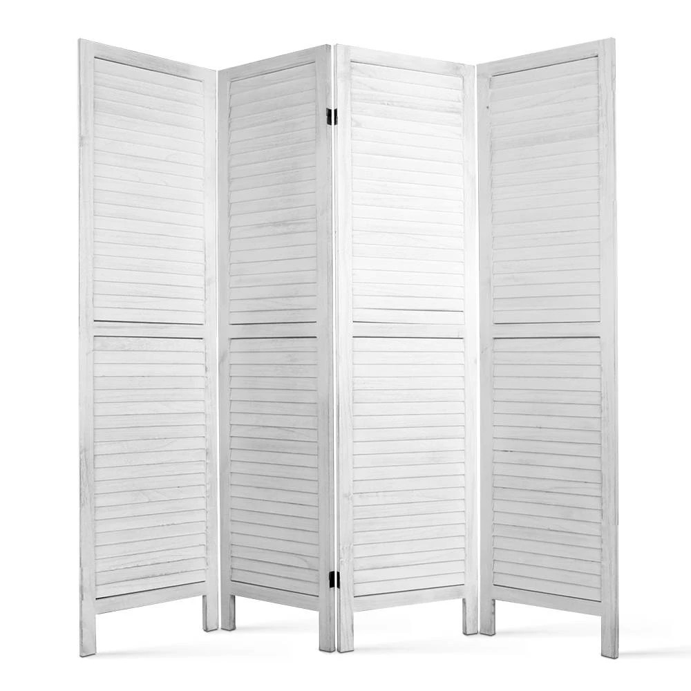 1 Artiss 4 Panel Room Divider Screen 163x170cm Louver - White, 1 of 8