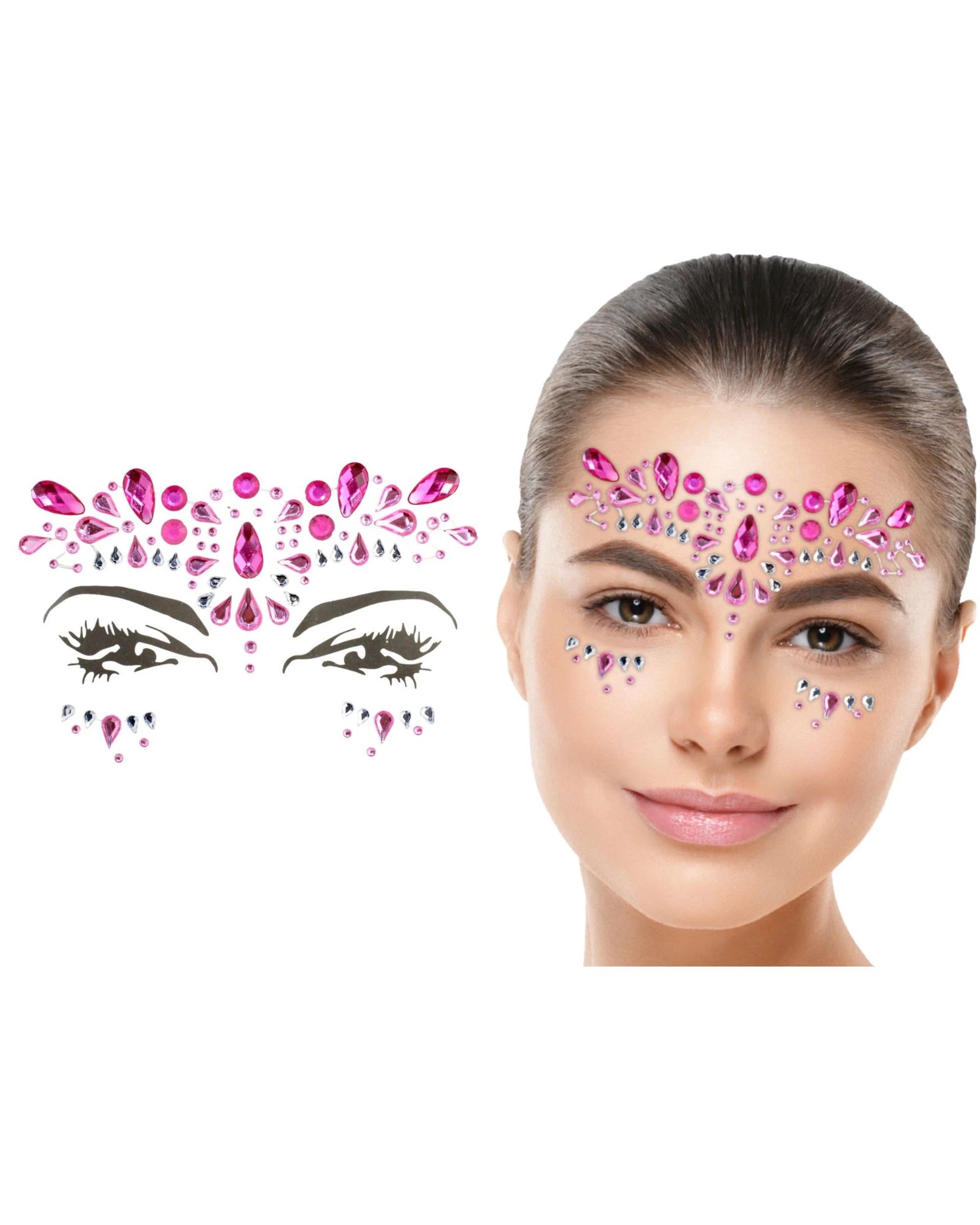 1 Partyrama Pink Crystal Face Jewels, 1 of 2
