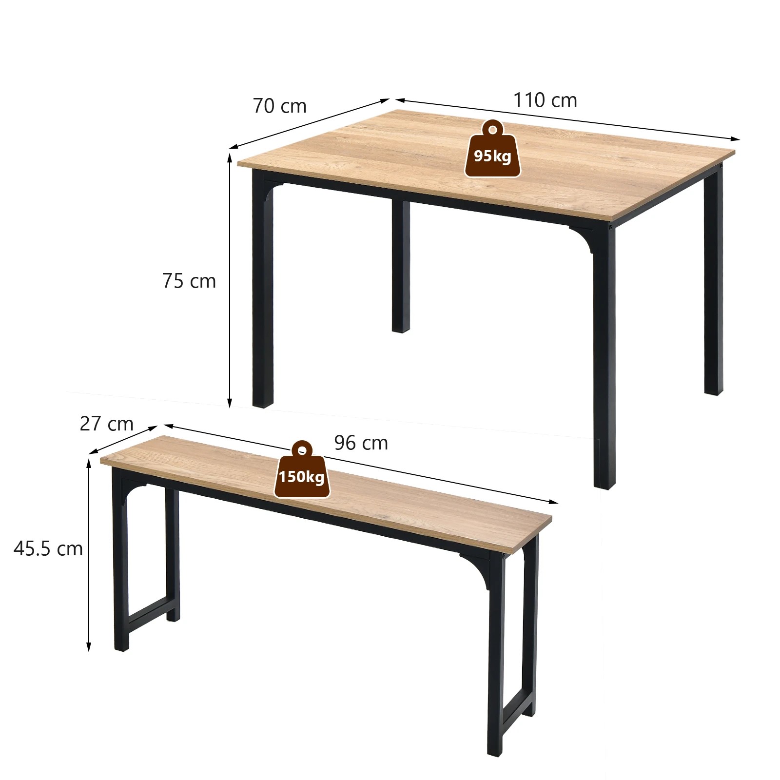 3 Costway 3PCS Wood Dining Table & Chairs Set Dining Furniture Set, 3 of 3
