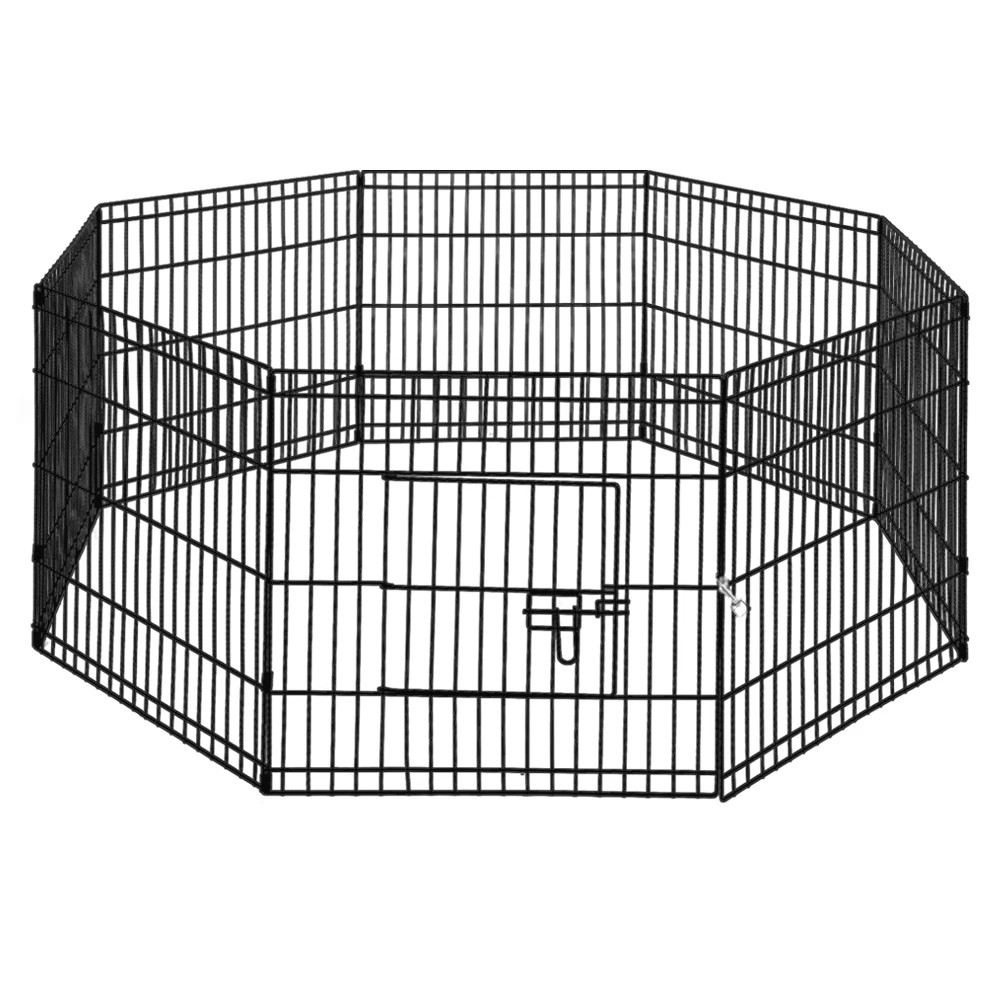 1 i.Pet 2x24" 8 Panel Dog Playpen Pet Fence Exercise Cage Enclosure Play Pen - Black, 1 of 7