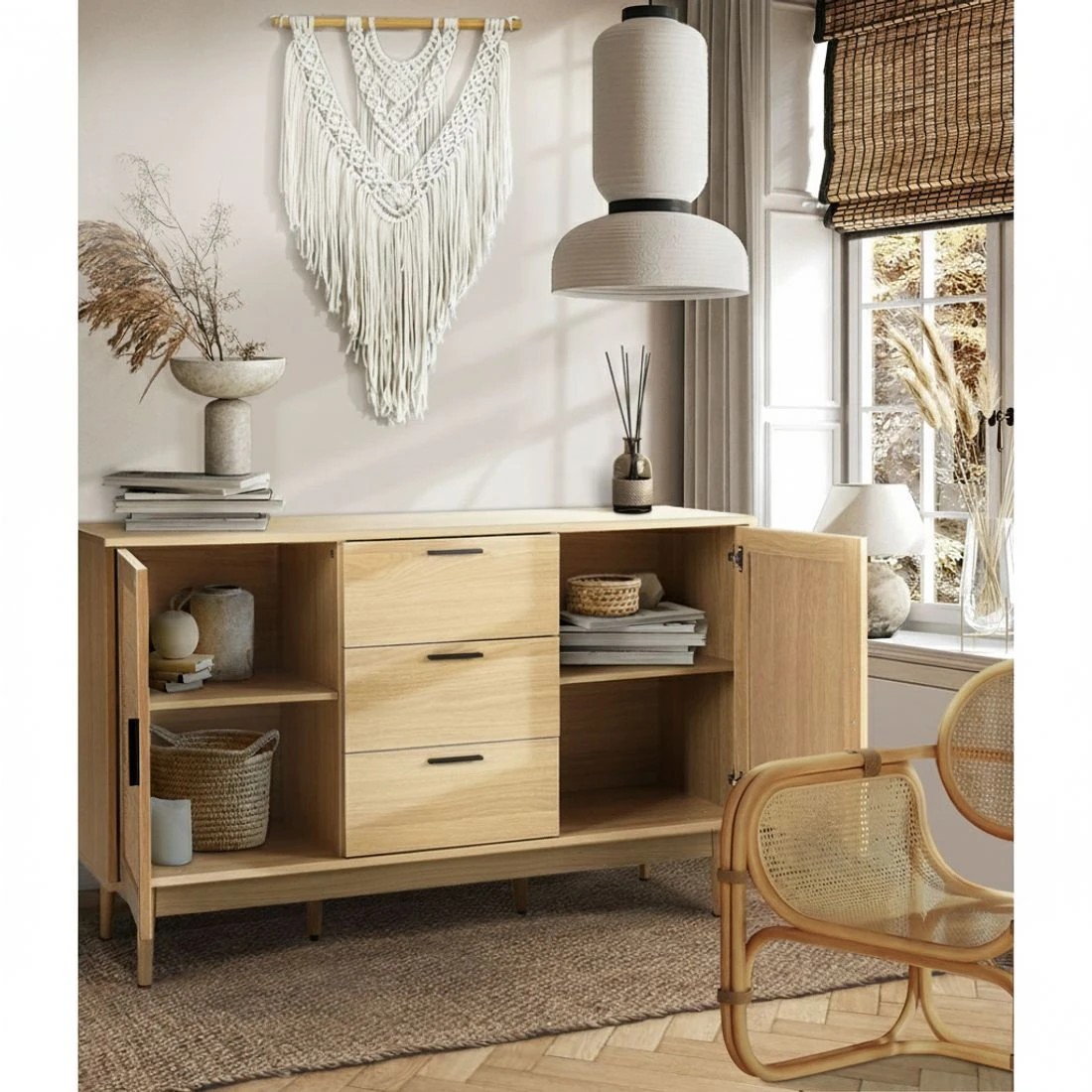 4 Artiss Rattan Buffet Sideboard - Natural, 4 of 5
