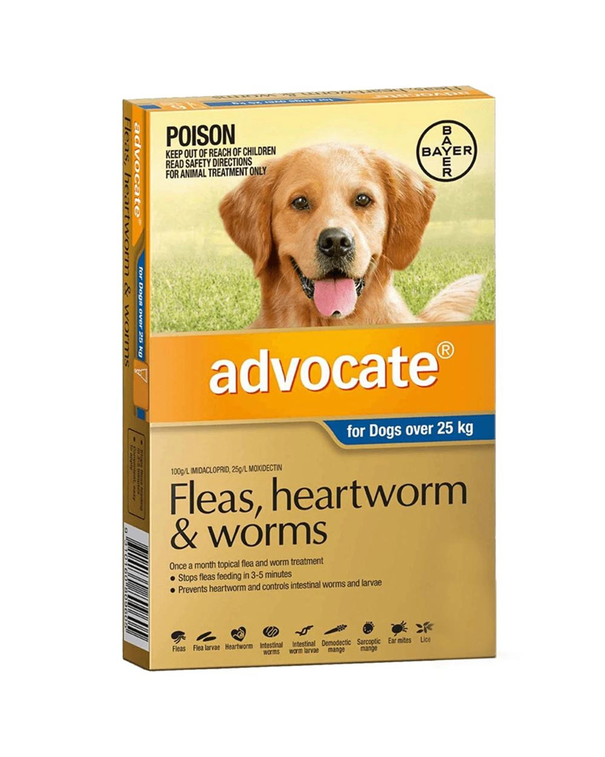 1 Advocate Extra Large Dog 25kg & Over Blue Spot On Flea Wormer Treatment 1 Pack, 1 of 1