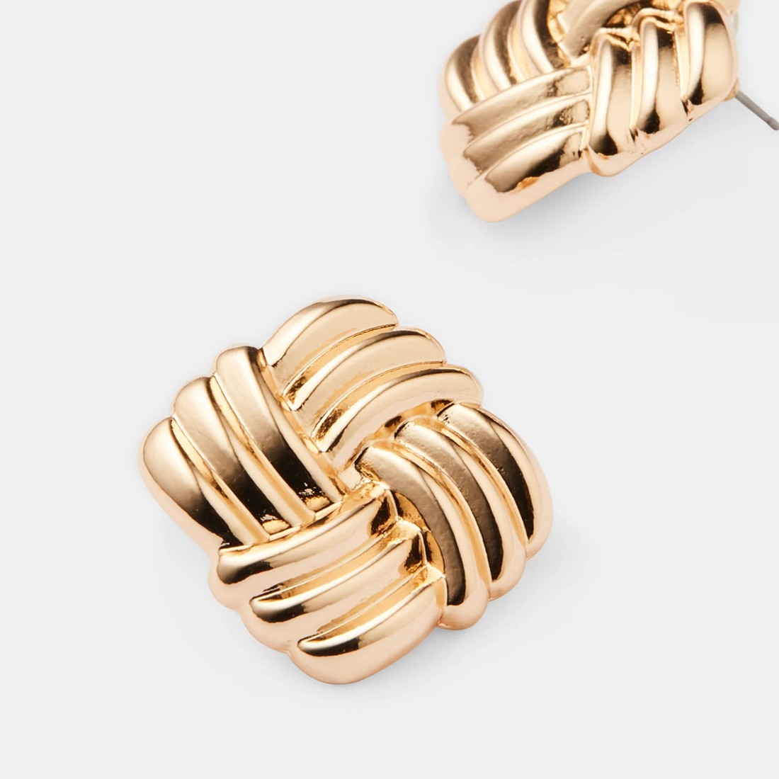 3 Weave Square Stud Earrings - Gold Tone, 3 of 5