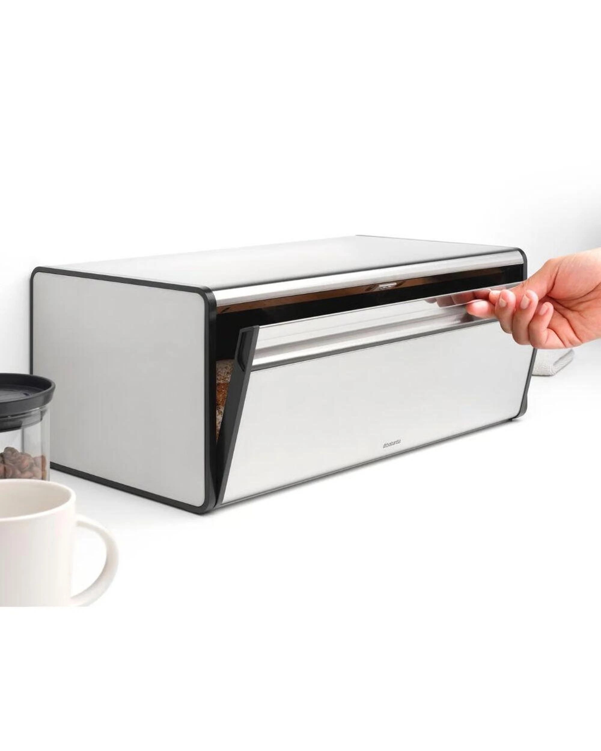 3 Brabantia Fall Front Bread Bin  Matte Steel, 3 of 6