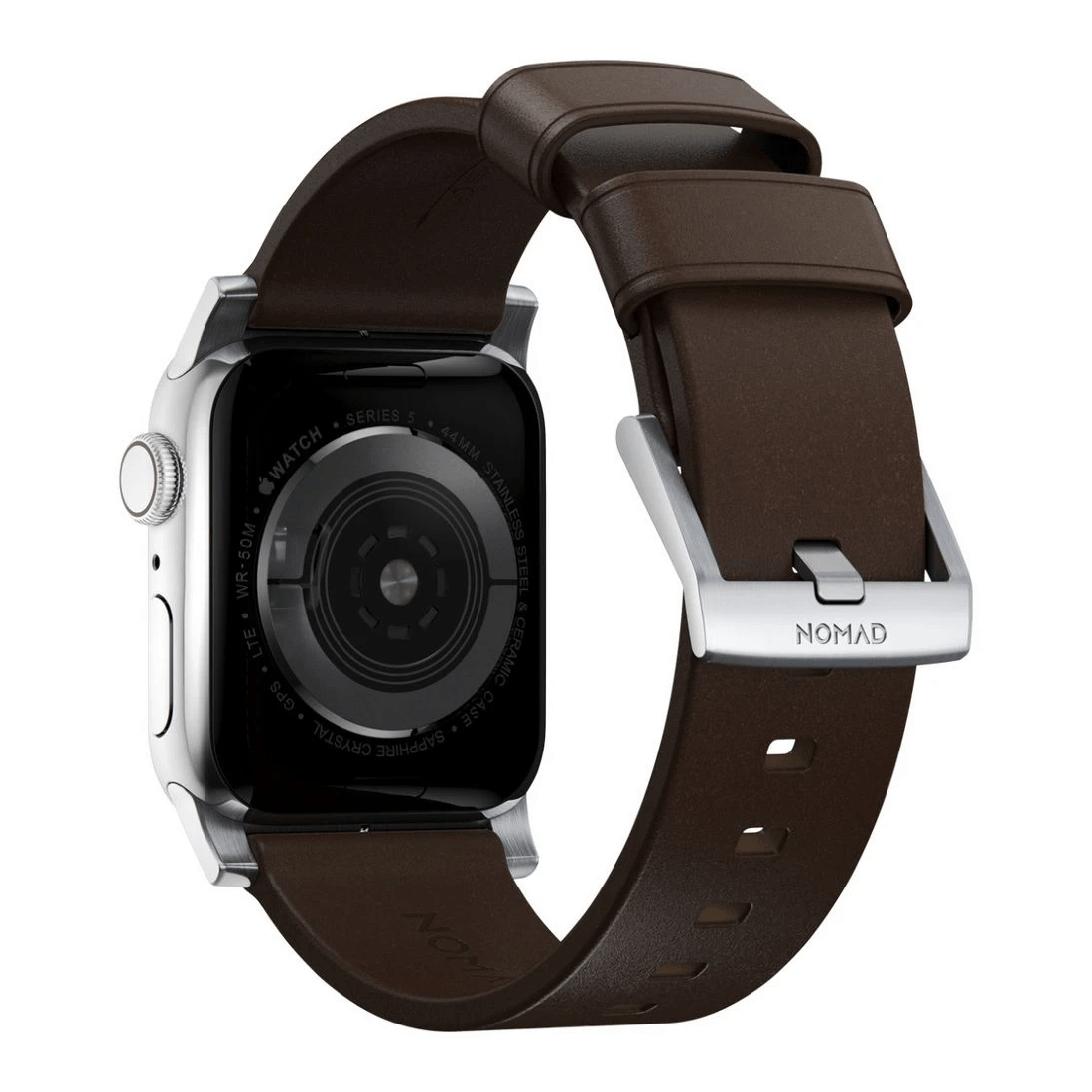 2 Nomad Apple Watch Band Leather 44-46mm Brown Silver, 2 of 4